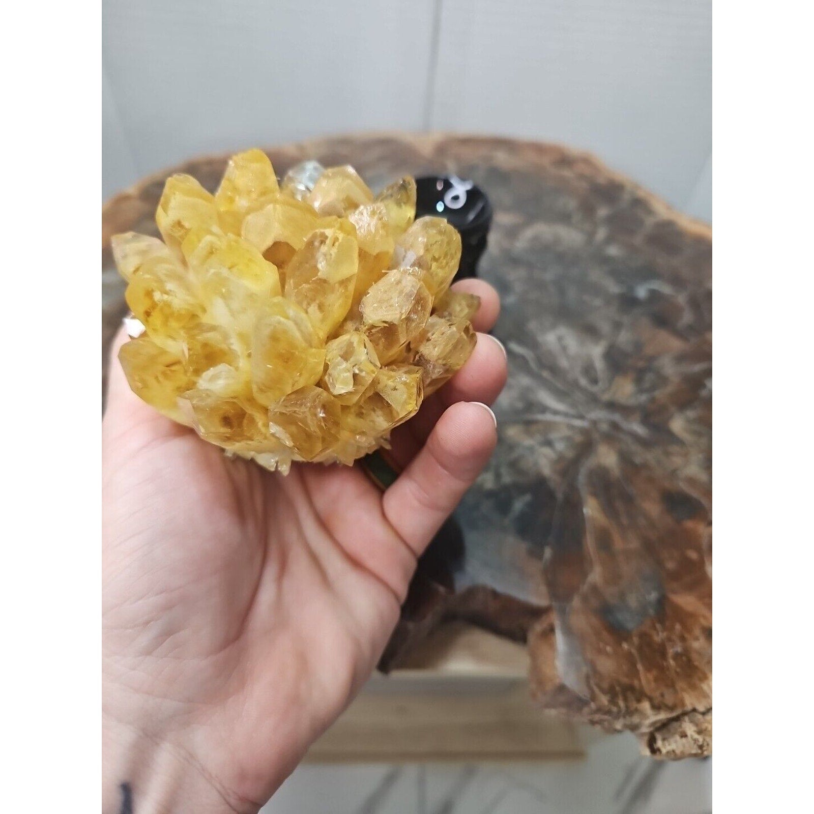 1.12LB Yellow Phantom Quartz Crystal Cluster Mineral Specimen W/Stand by CrystalCloud Company