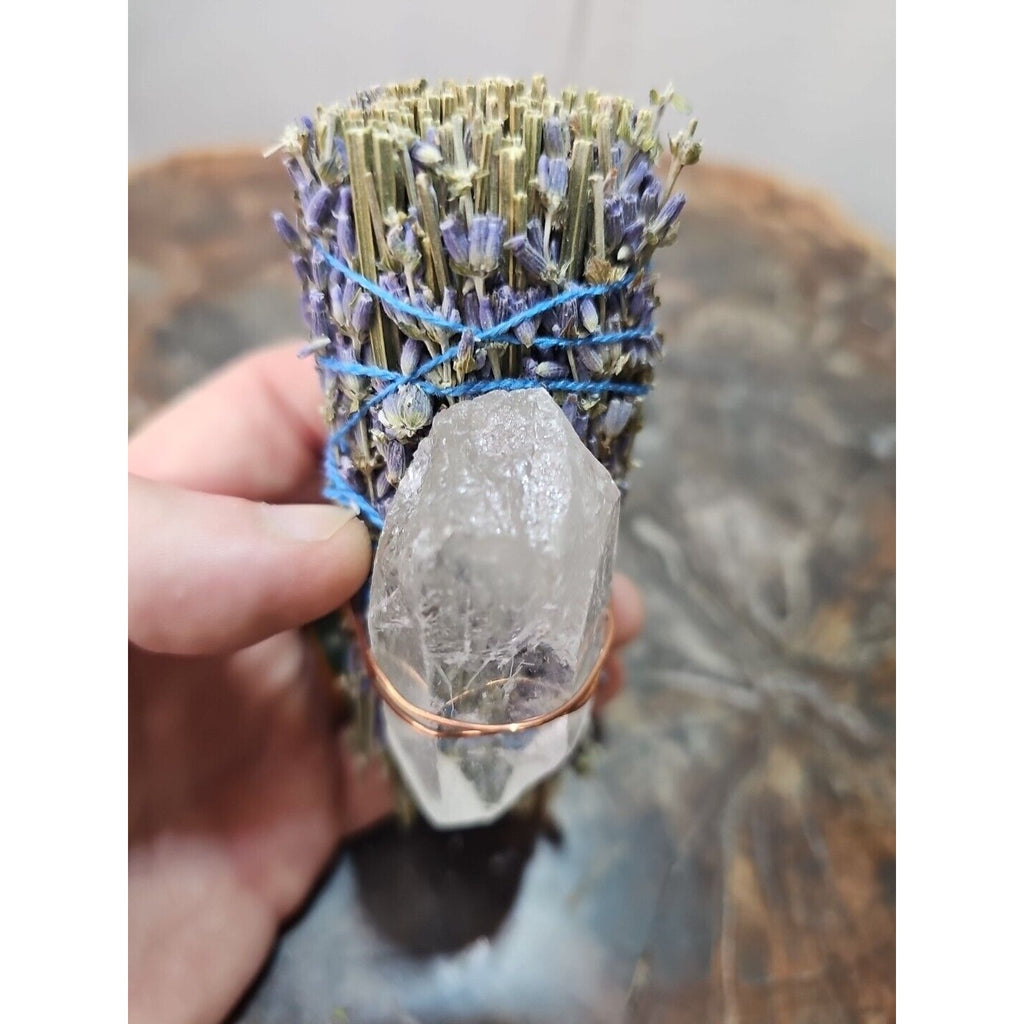 Lavender wrapped crystal W/ Huge White Quartz Healing by CrystalCloud Company