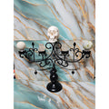 Gothic Skull Candelabra Stand w/ Jasper Spheres & Quartz