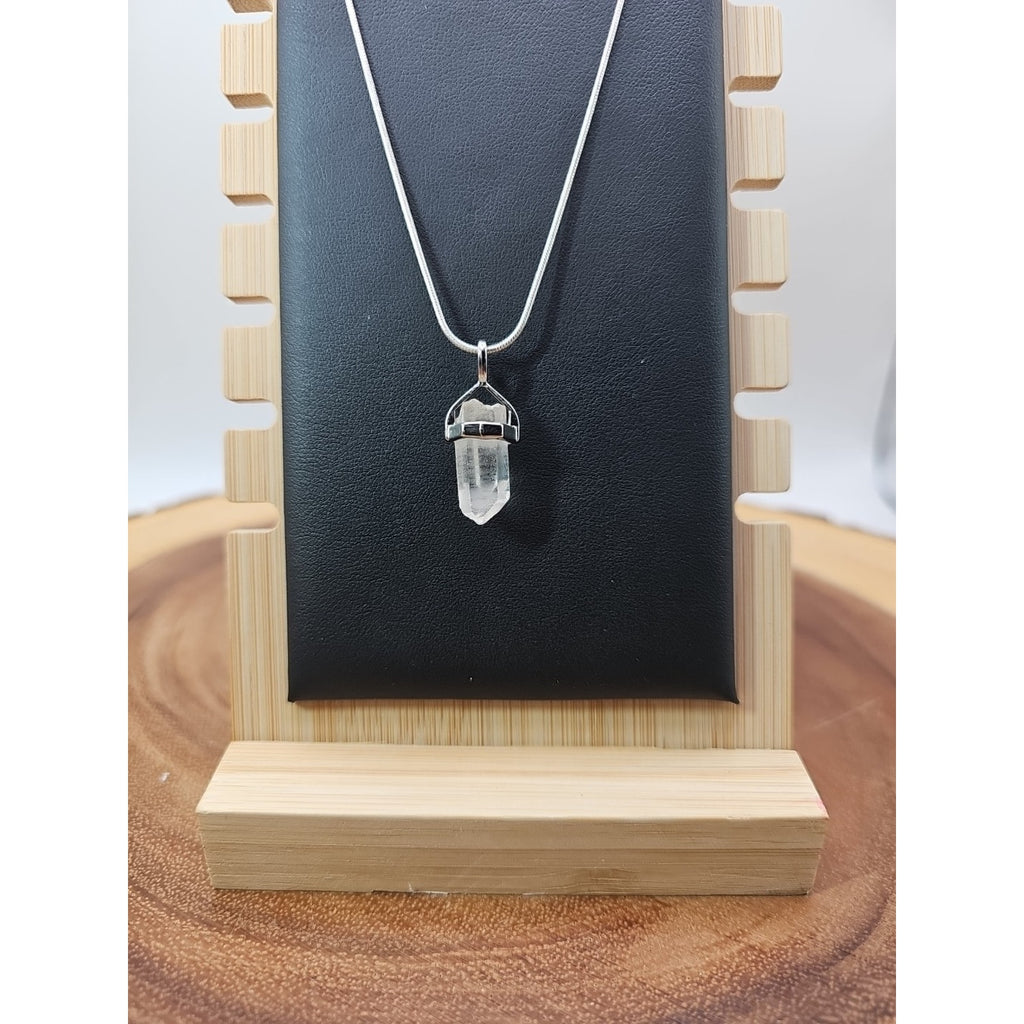 Handmade Quartz Crystal Necklace 16in 925 Silver Chain by CrystalCloud Company