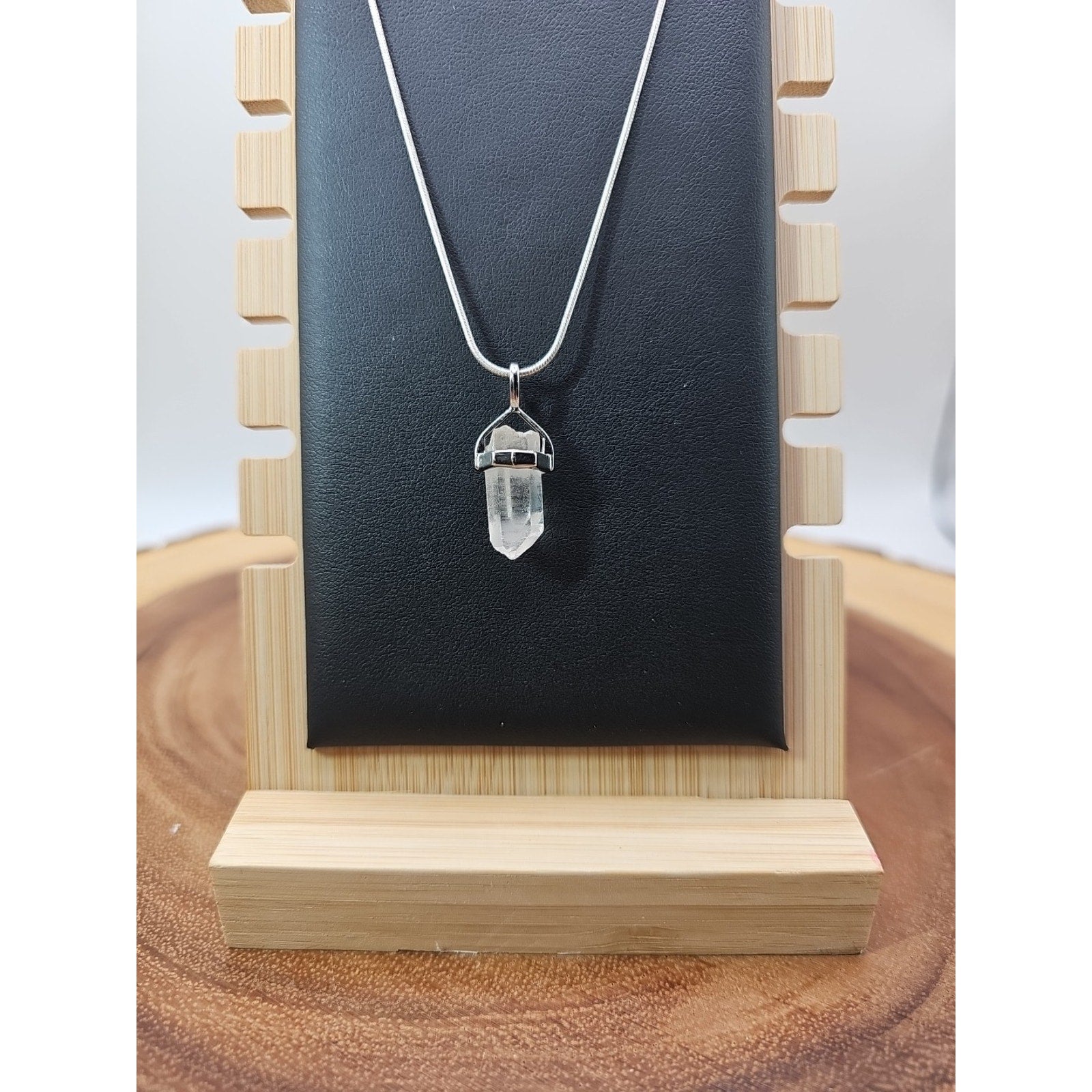 Handmade Quartz Crystal Necklace 16in 925 Silver Chain by CrystalCloud Company