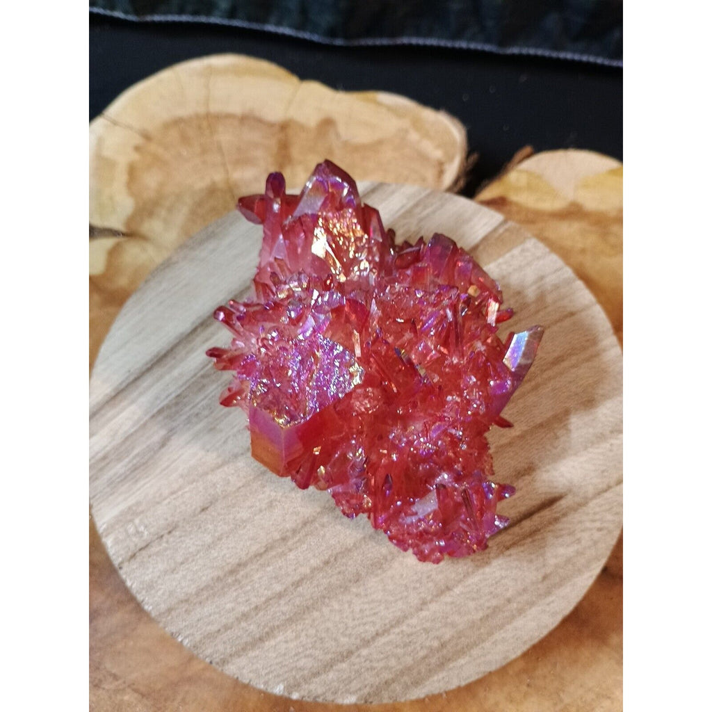 0.6lb Rainbow Aqua Aura Quartz Crystal Cluster Points Titanium Coating by CrystalCloud Company