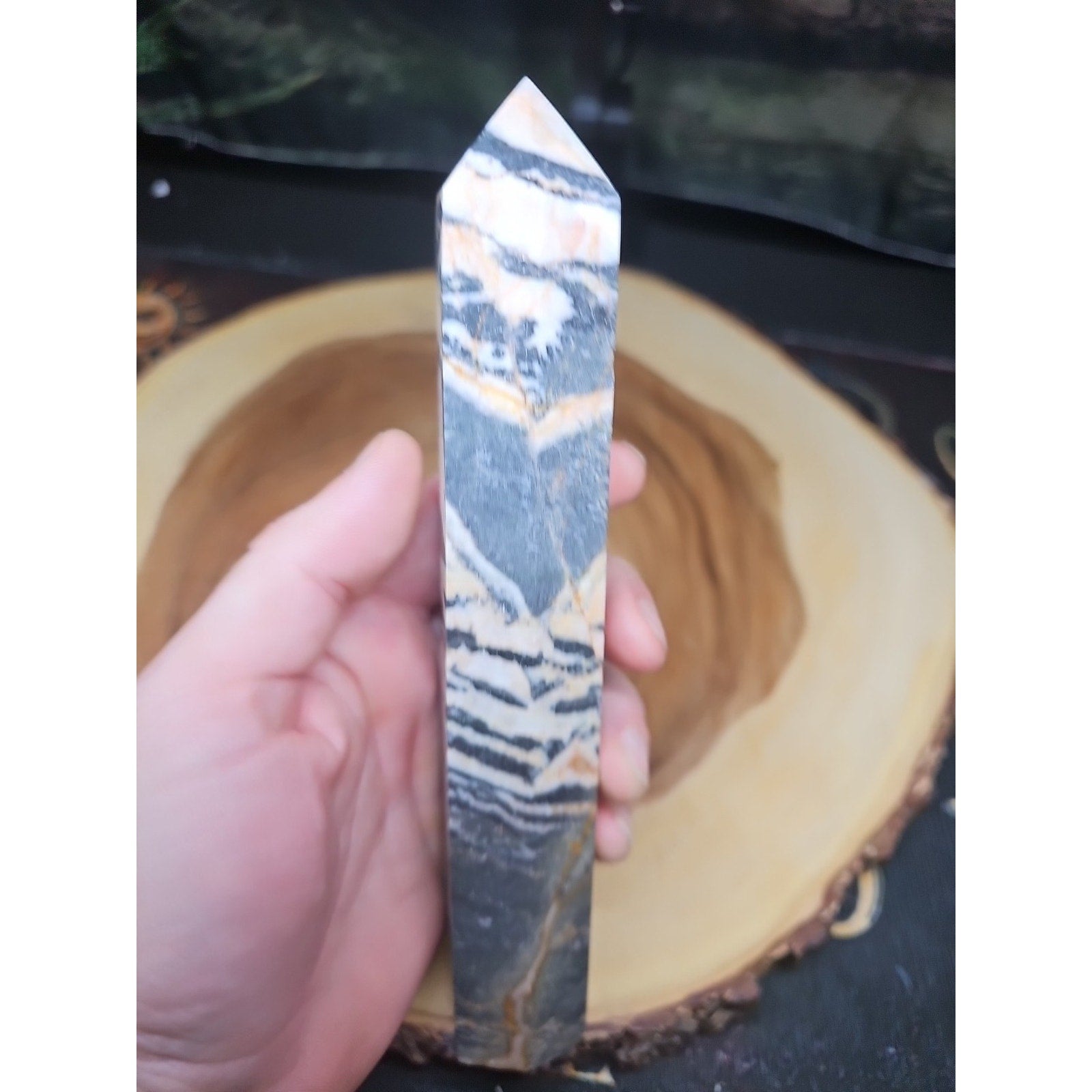 Zebra Stone Tower 443g 8in Tall by CrystalCloud Company