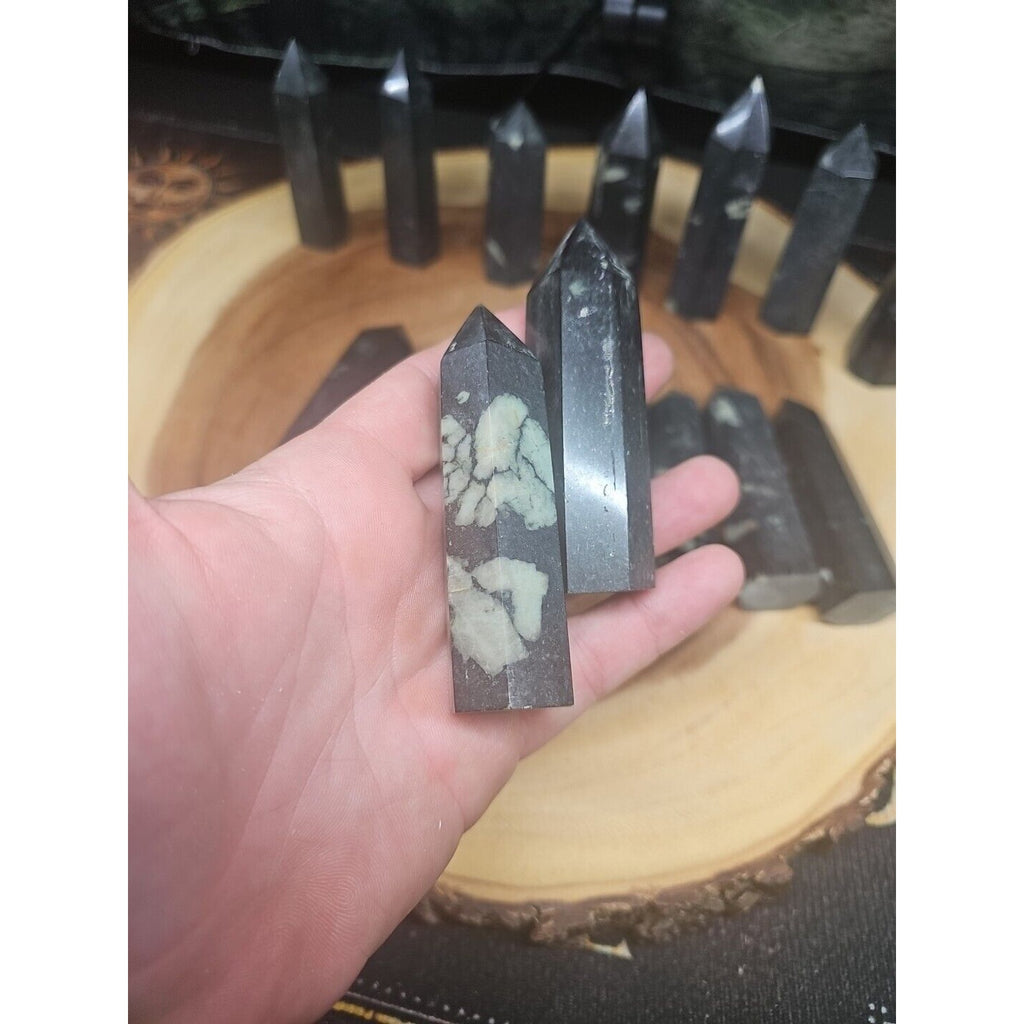 .74lbs Avg 4Pcs Natural Plum Blossom Jasper Crystal Point Tower Polished Healing by CrystalCloud Company