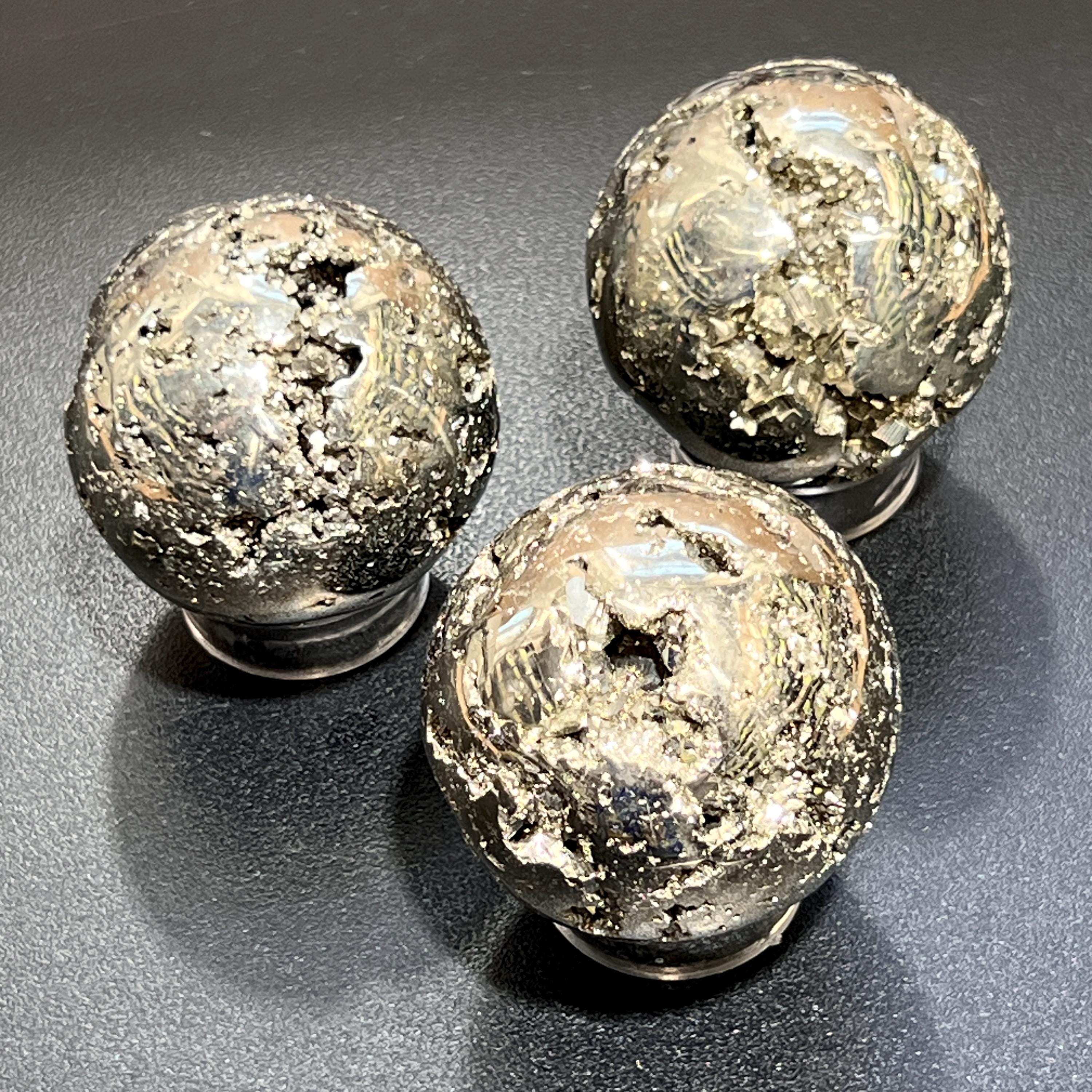 Golden Pyrite Crystal Druzy Sphere Fools Gold Polished Carving Wholesale by Amazing Crystals