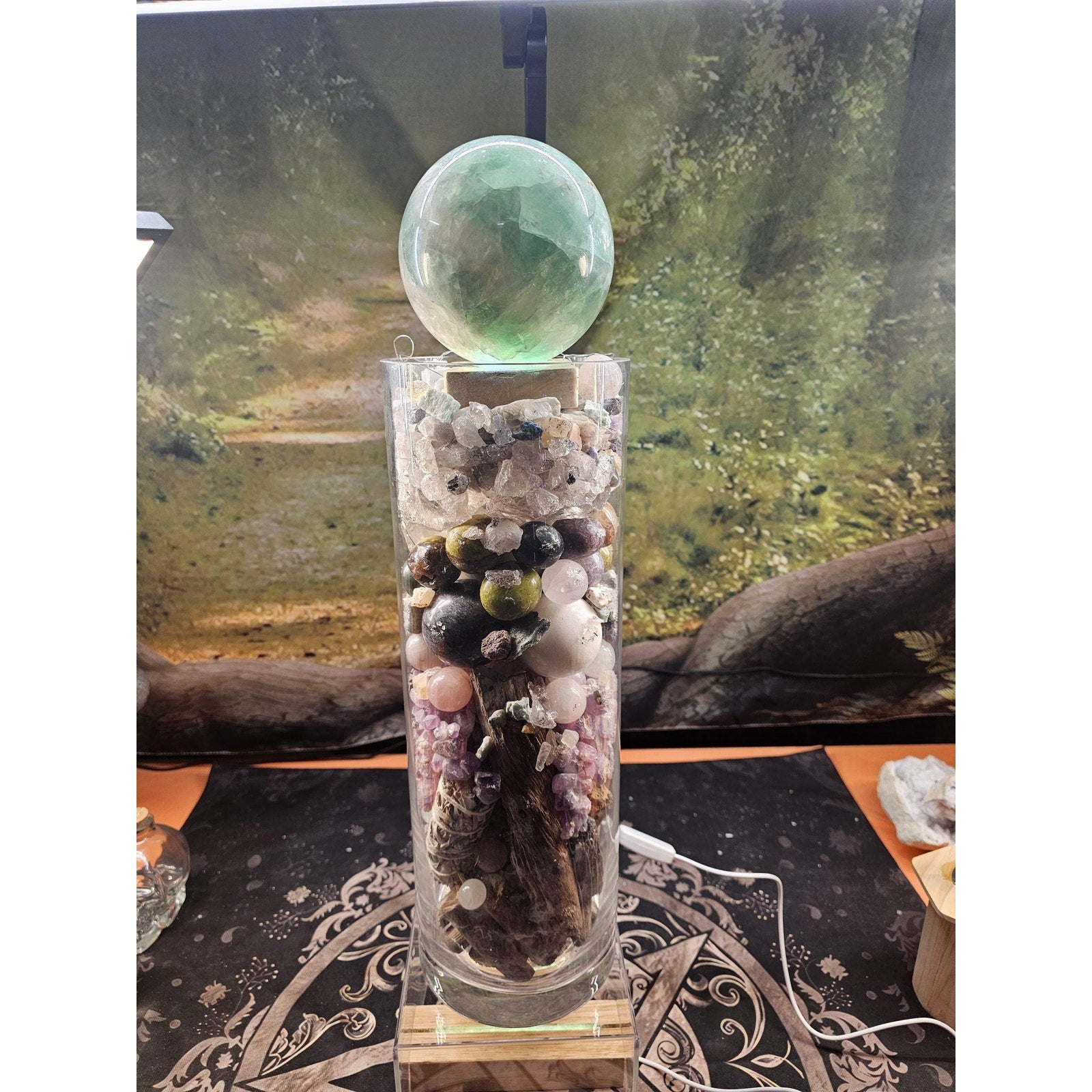 22lb Mixed Crystal Vase Collection - LED Fluorite Sphere & Amethyst | CrystalCloud Company by CrystalCloud Company
