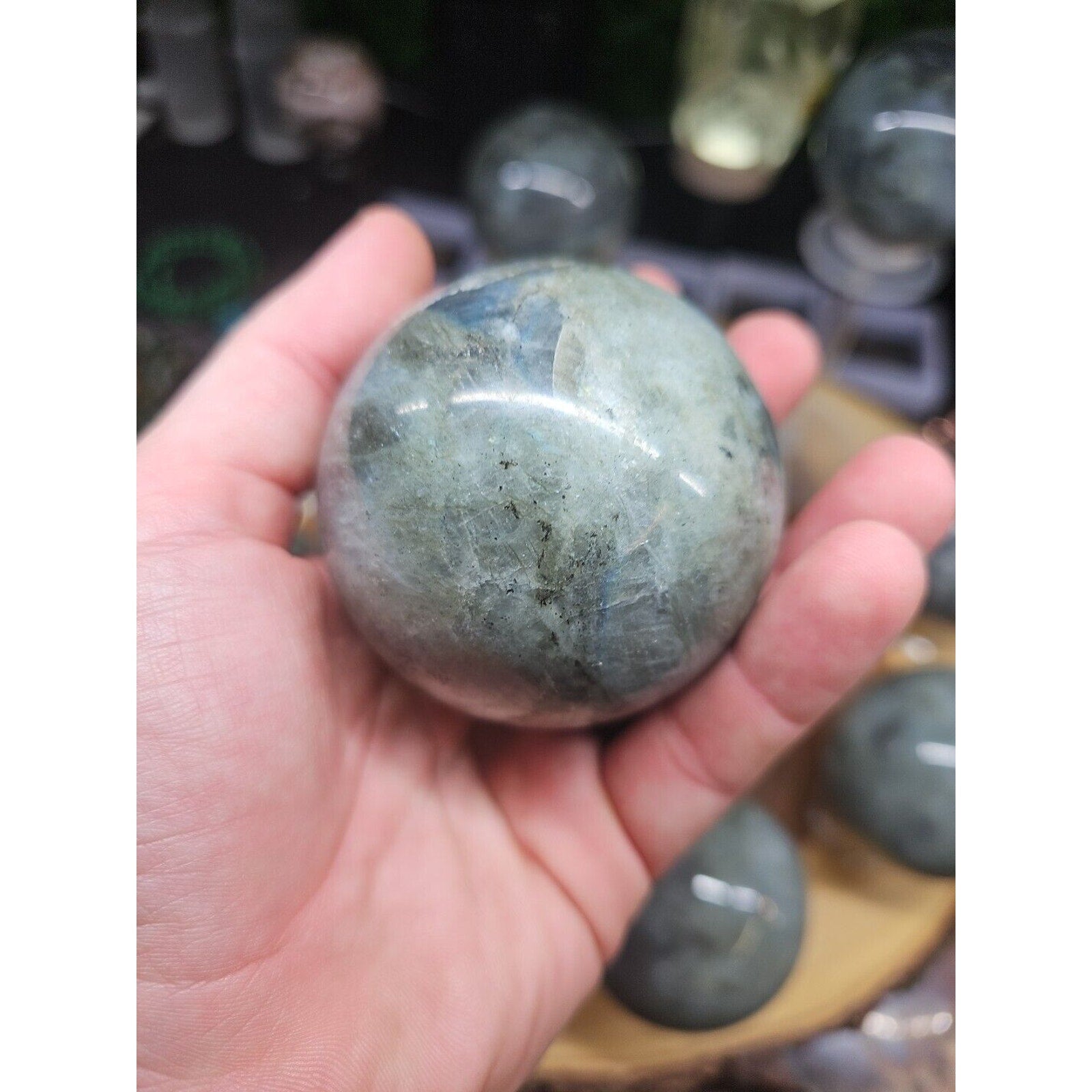 .95LB Avg 1Pc Natural Rainbow Labradorite Crystal Sphere Ball Polished by CrystalCloud Company