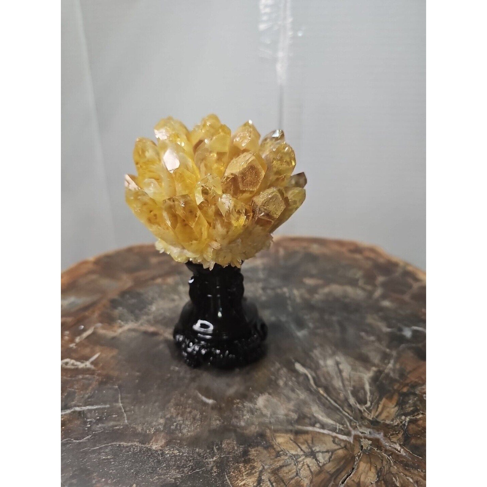 1.12LB Yellow Phantom Quartz Crystal Cluster Mineral Specimen W/Stand by CrystalCloud Company