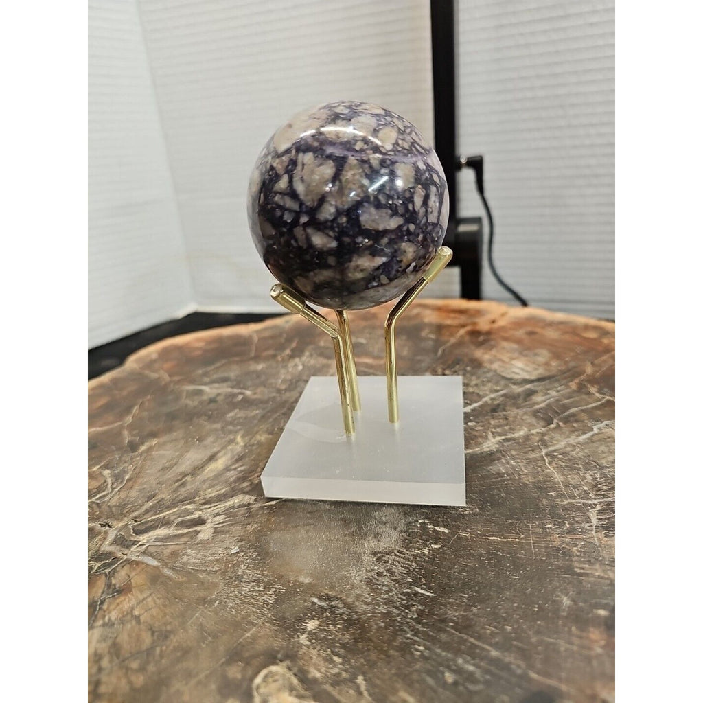 60mm Natural Phantom Chevron Amethyst Quartz Crystal Sphere W/Stand by CrystalCloud Company