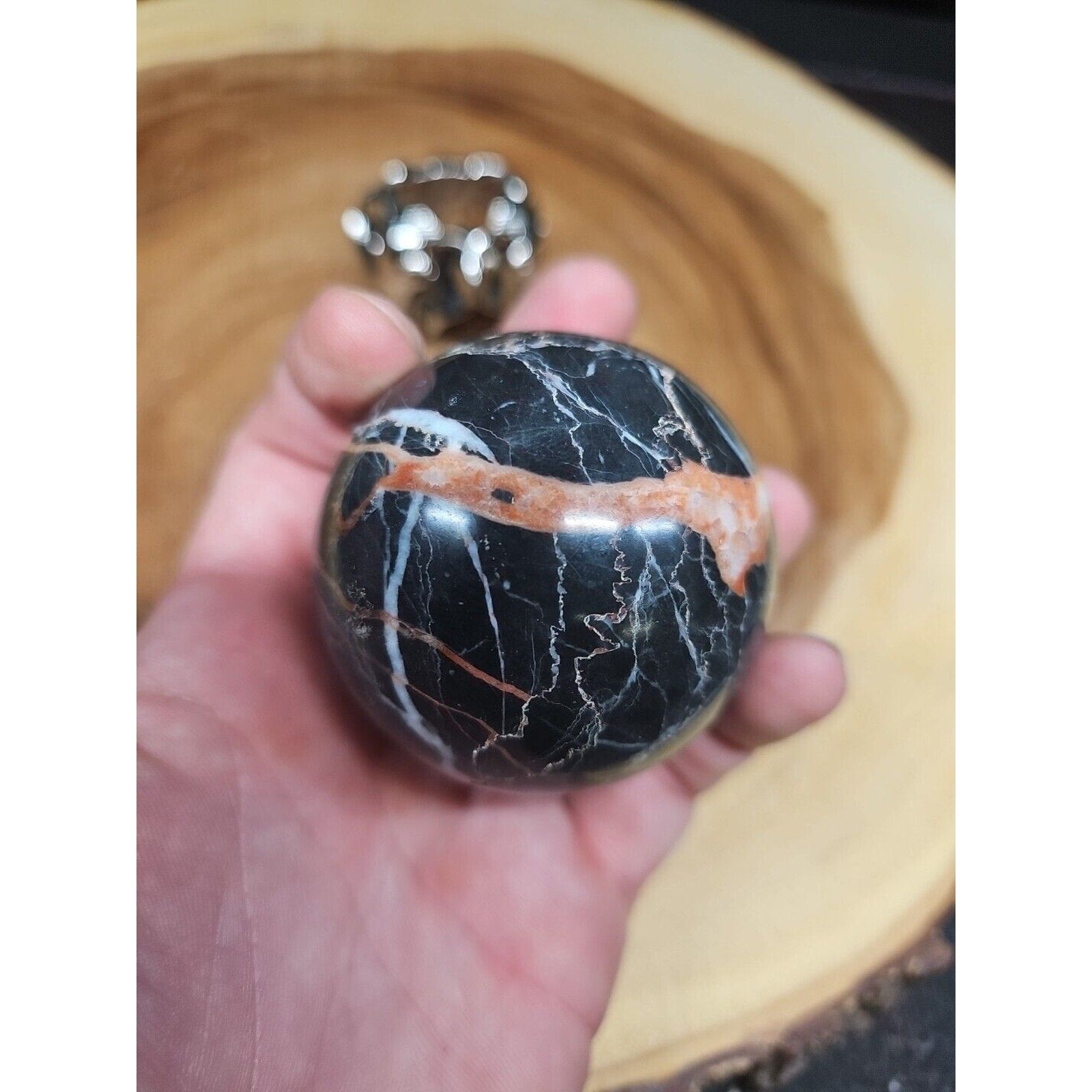 Ocean Jasper Sphere .75lbs 58mm. W/ Elephant Stand by CrystalCloud Company