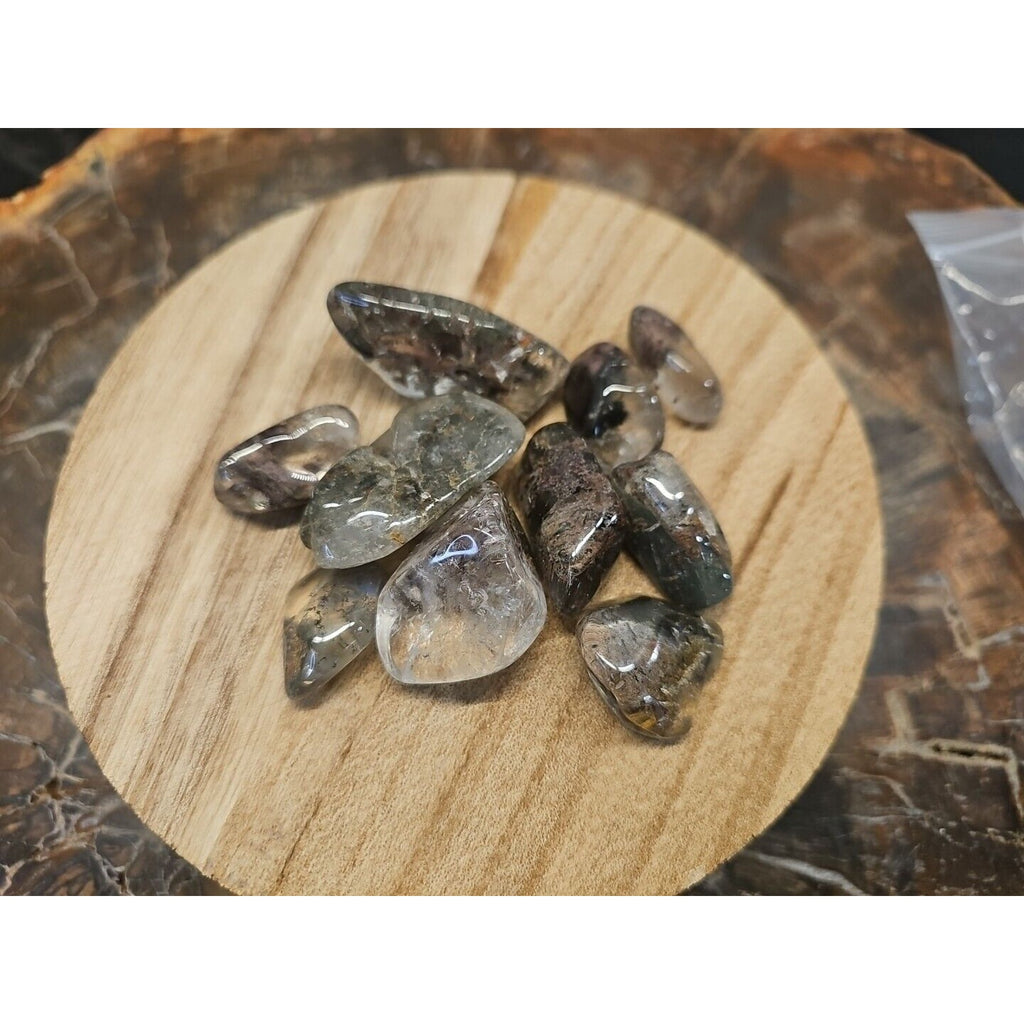 Phantom Ghost Clear Quartz Tumbled Stones — 10-Piece Set, Brazil | CrystalCloud Company by CrystalCloud Company
