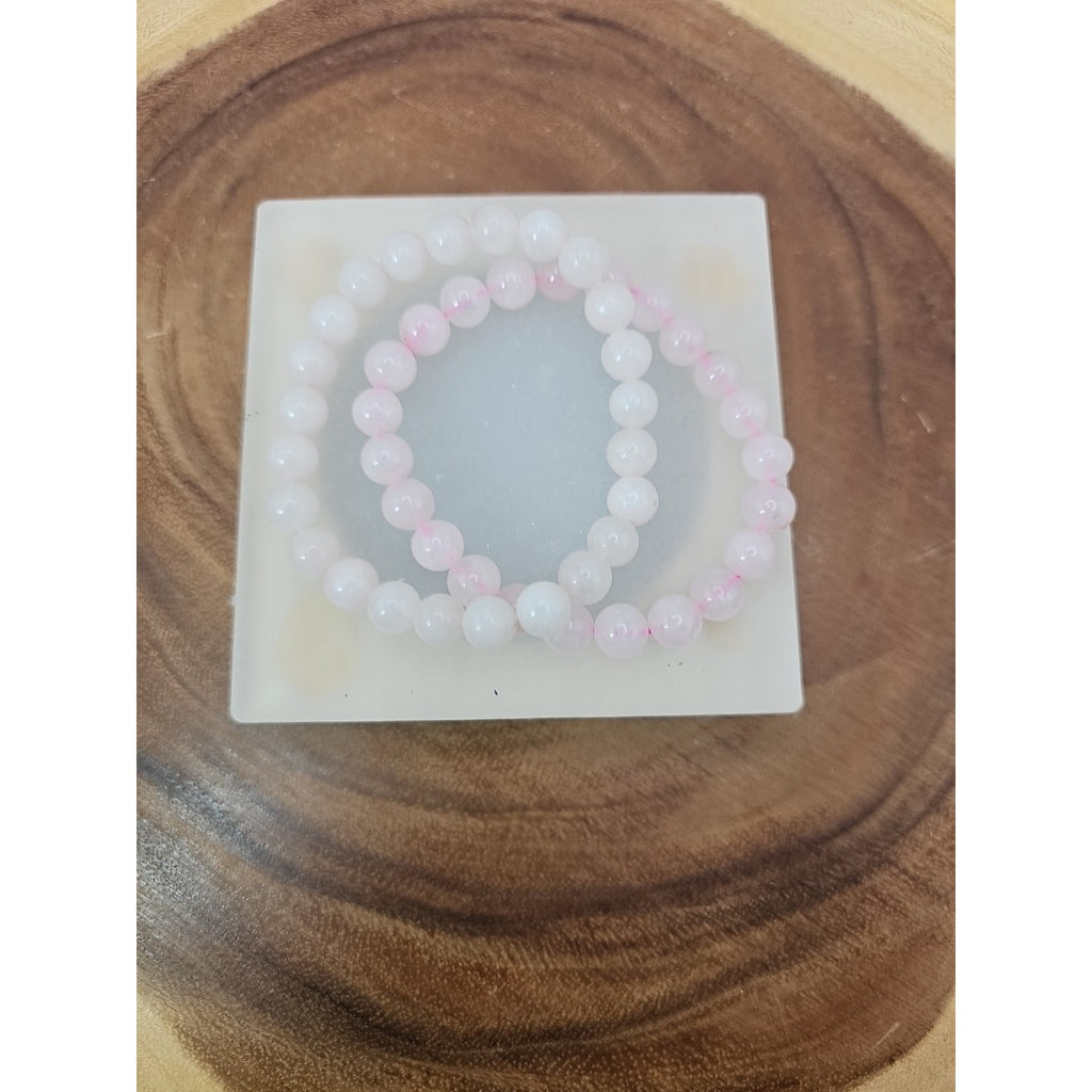 1 Real Rose Quartz Beaded Bracelet 8mm Handmade by CrystalCloud Company