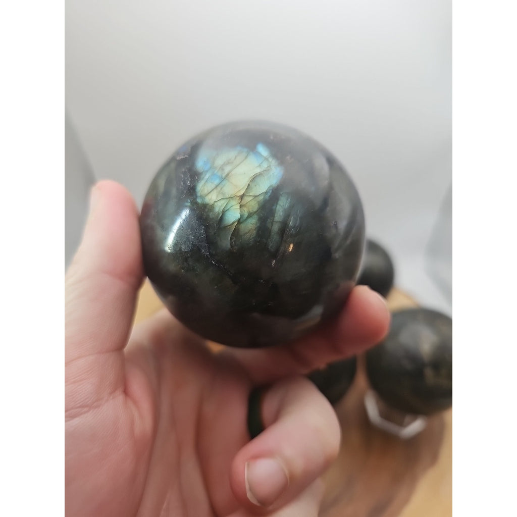 1LB 1Pcs Natural Rainbow Labradorite Crystal Sphere Ball Polished w/stand by CrystalCloud Company