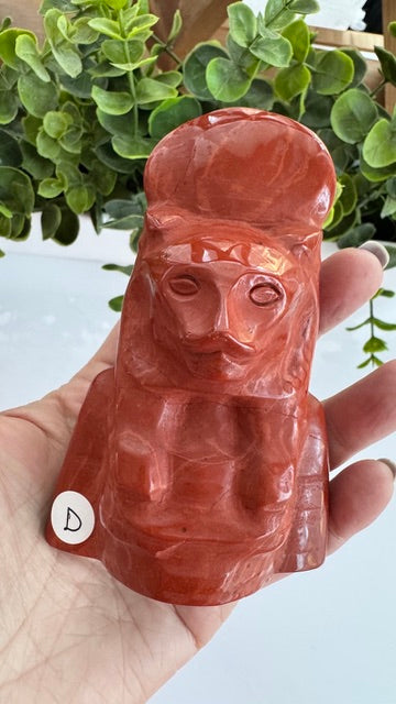 Egyptian Sekhmet Goddess Bust, XL Red Jasper, Choose Your Favorite