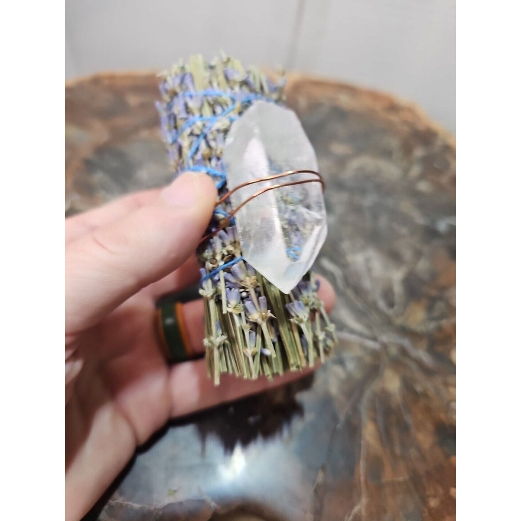 Lavender wrapped crystal W/ Huge White Quartz Healing by CrystalCloud Company