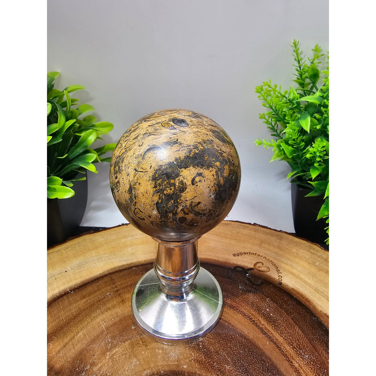 Mexican Crazy Lace Agate Sphere 55mm+ with Metal Stand