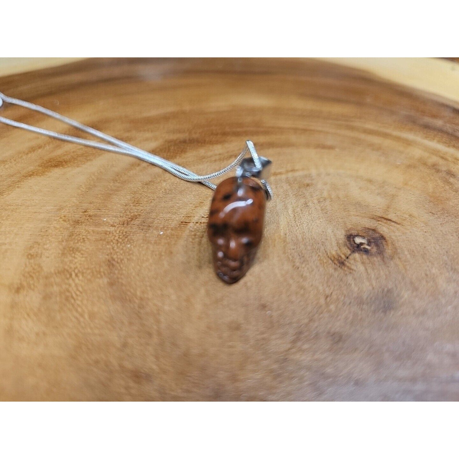 Agate Skull Necklace W/ Sterling Silver 16in Chain by CrystalCloud Company