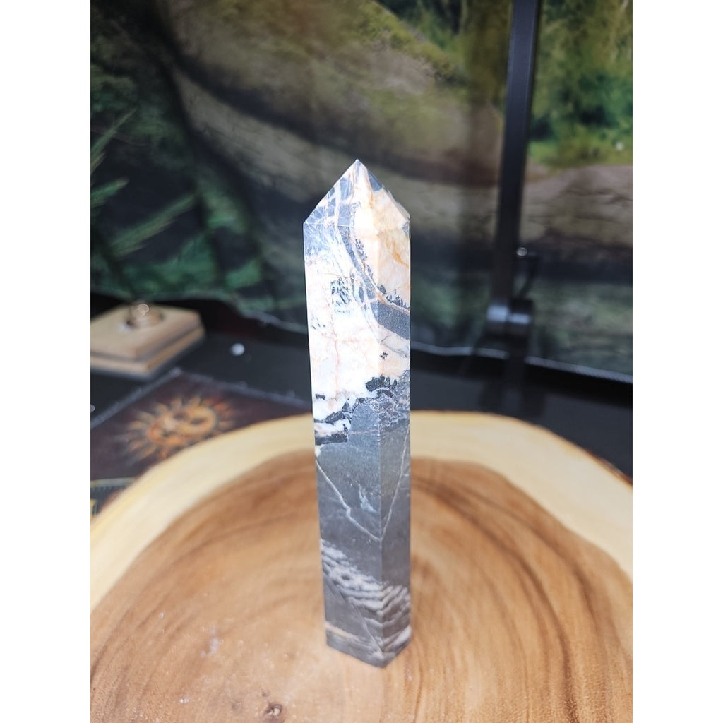 Zebra Stone Tower 390g 7.3/4 In Tall by CrystalCloud Company