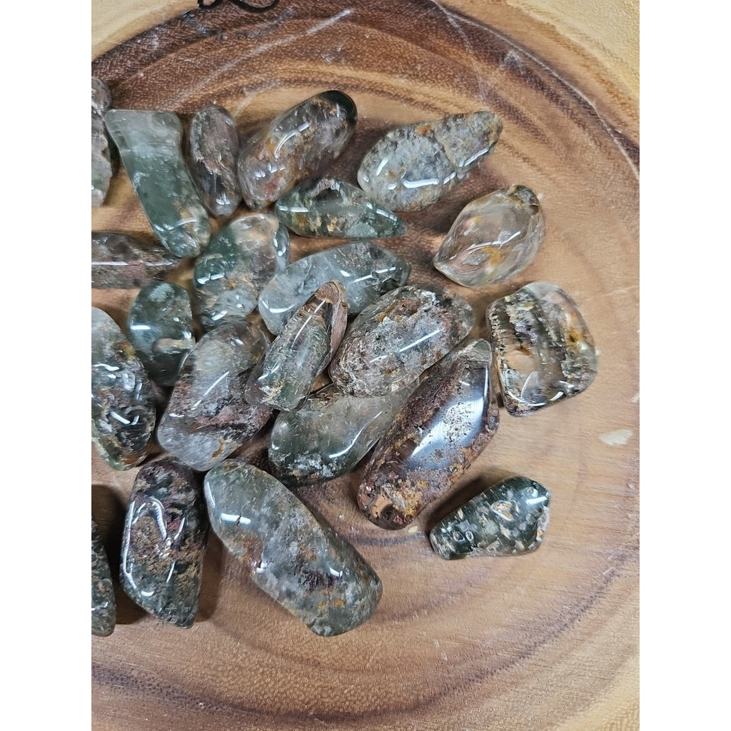 24Pcs Natural Phantom Ghost Clear Quartz Crystal Stone Tumble Brazil .61lbs by CrystalCloud Company