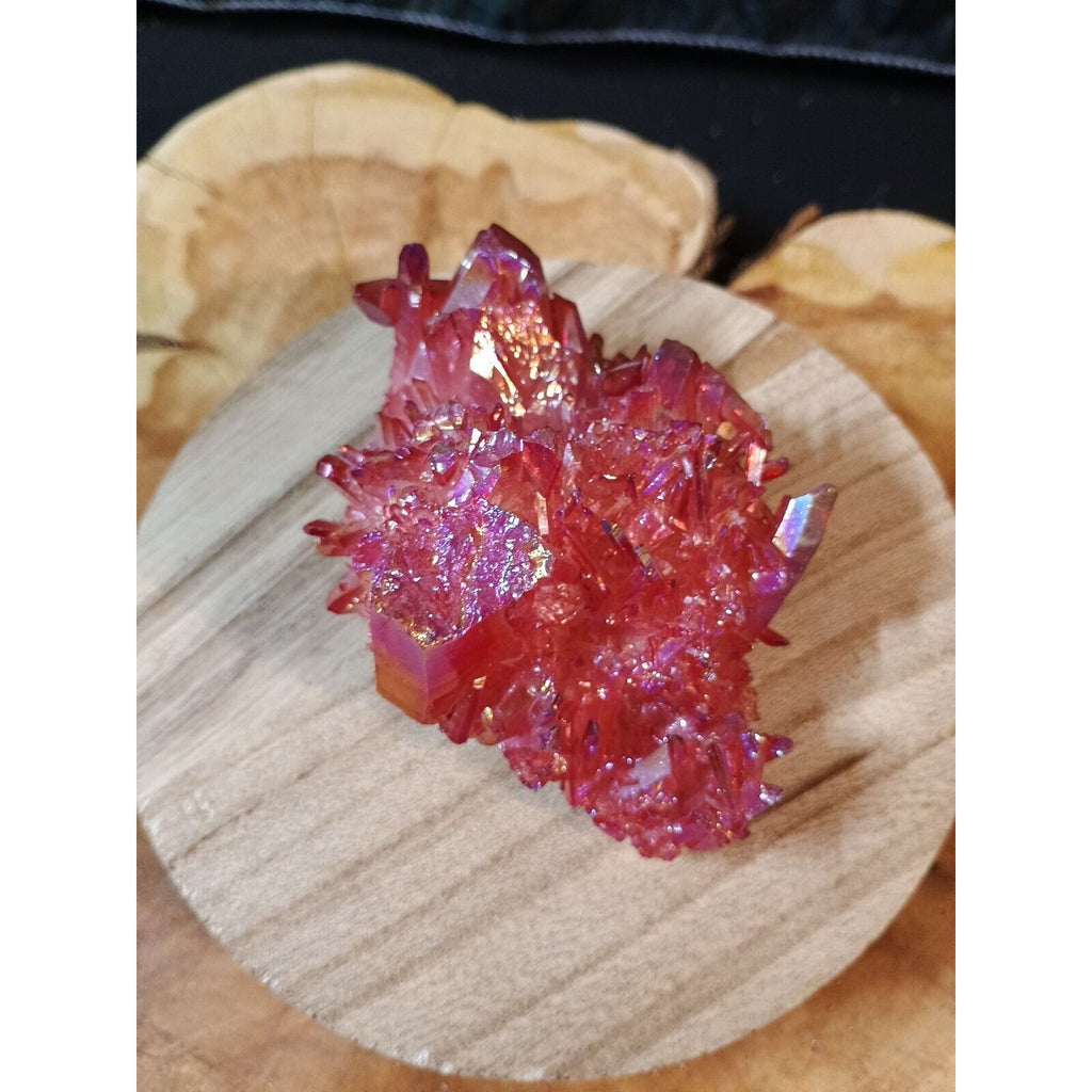 0.6lb Rainbow Aqua Aura Quartz Crystal Cluster Points Titanium Coating by CrystalCloud Company