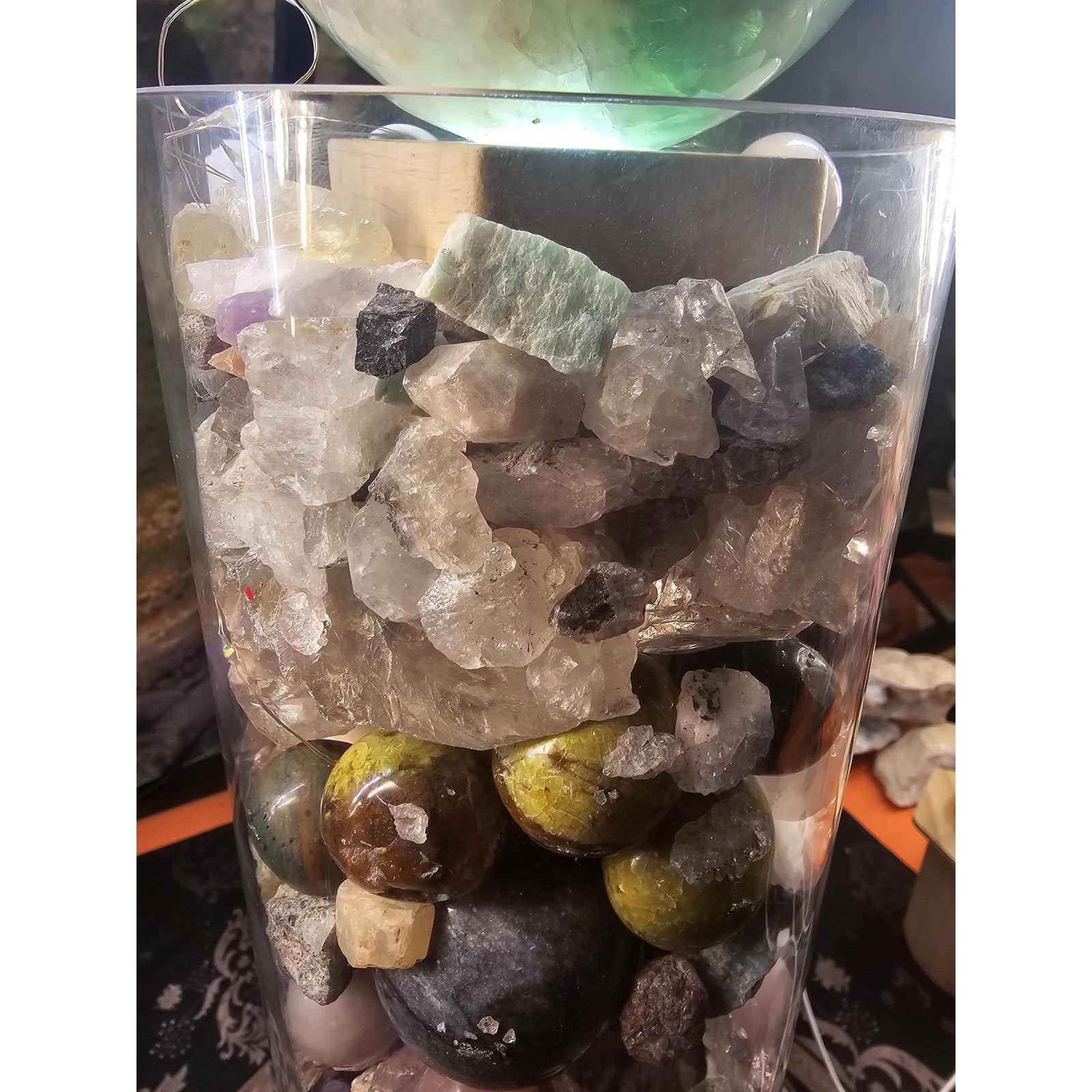 22lb Mixed Crystal Vase Collection - LED Fluorite Sphere & Amethyst | CrystalCloud Company by CrystalCloud Company