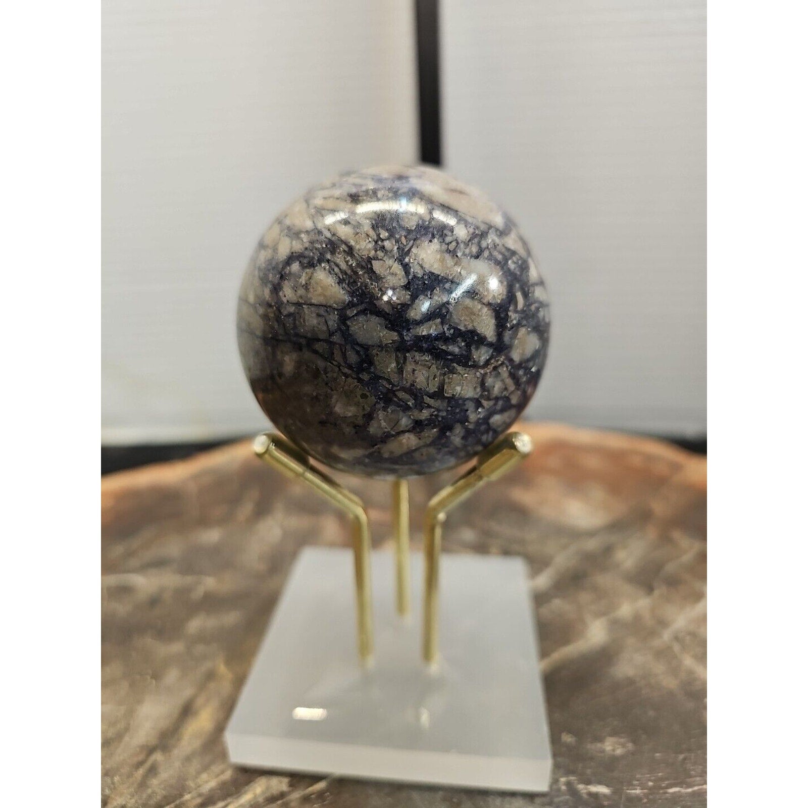 60mm Natural Phantom Chevron Amethyst Quartz Crystal Sphere W/Stand by CrystalCloud Company