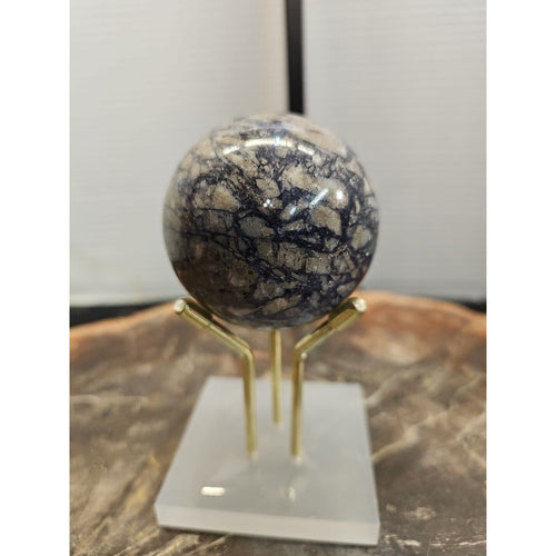 60mm Natural Phantom Chevron Amethyst Quartz Crystal Sphere W/Stand by CrystalCloud Company