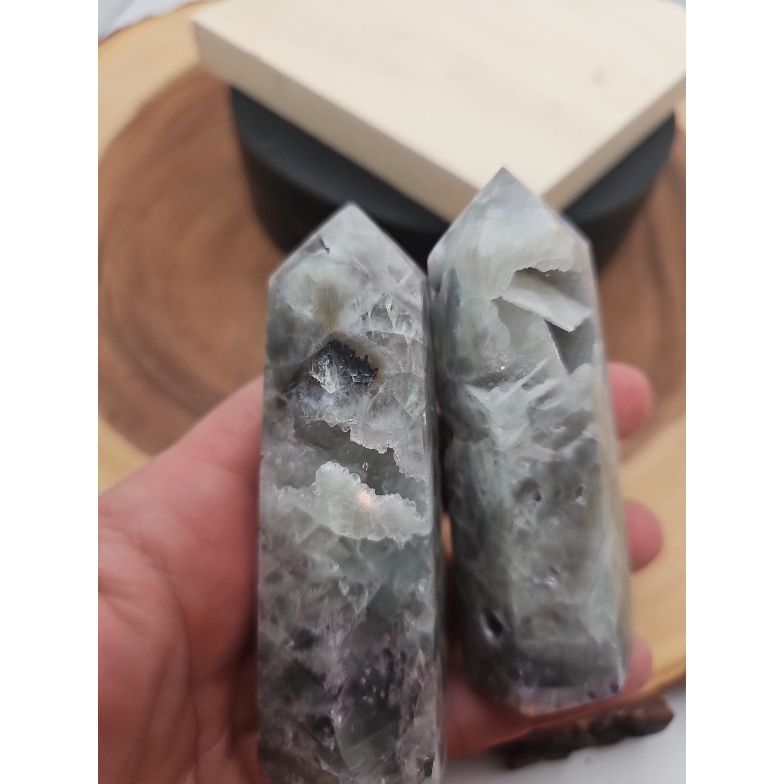 Fluorite Crystal Towers 1 Pair .56lb by CrystalCloud Company