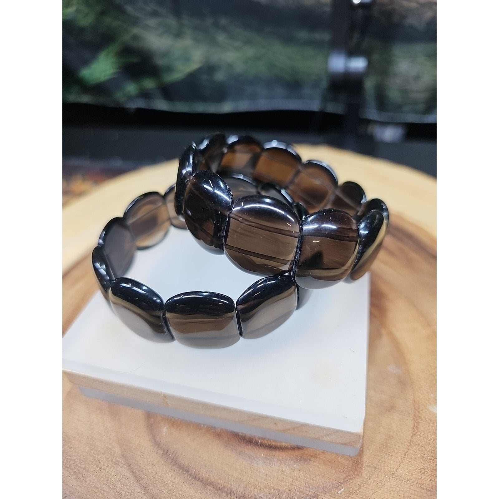 1Pcs Natural Smokey Clear Quartz Crystal Bracelets Polished Healing by CrystalCloud Company