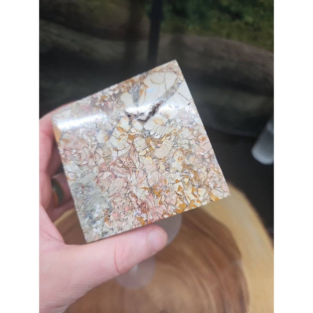 2.83LB 1Pcs Natural Ocean Jasper Onyx Quartz Crystal Geode Square Heptahedron by CrystalCloud Company