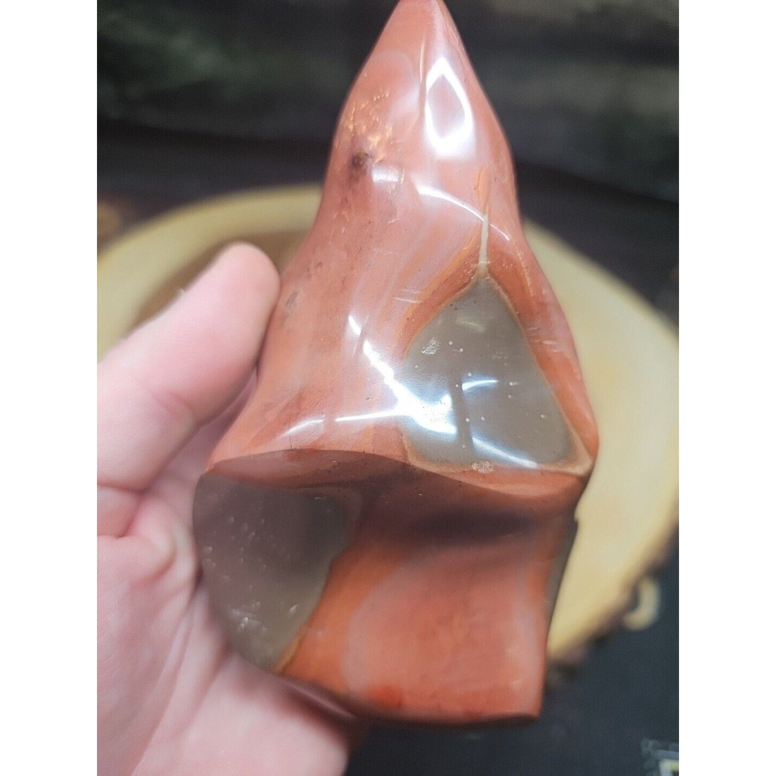 1.25LB 1Pcs Natural Polychrome Ocean Jasper Crystal Flame Point Carved Healing by CrystalCloud Company
