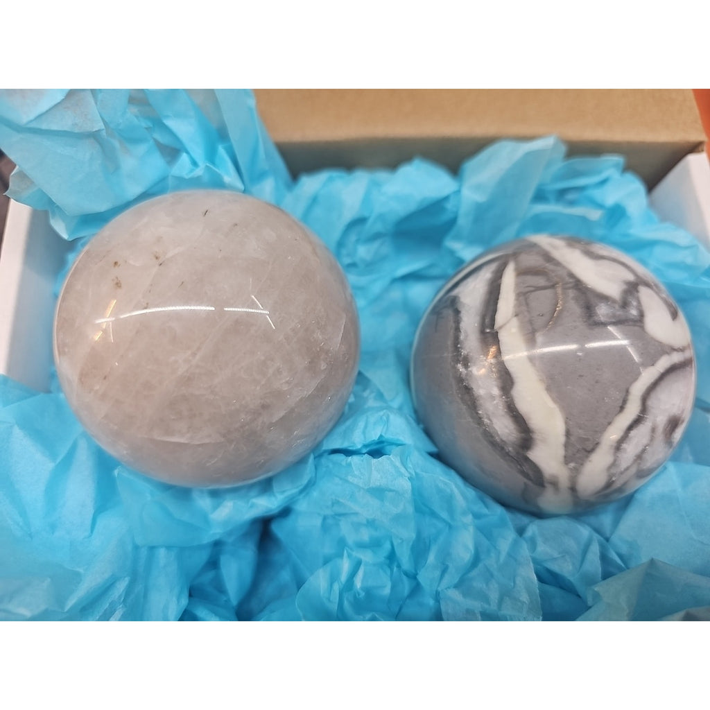 Ocean Jasper Spheres 60mm+ Set Of 2 Random Selection W/stands by CrystalCloud Company