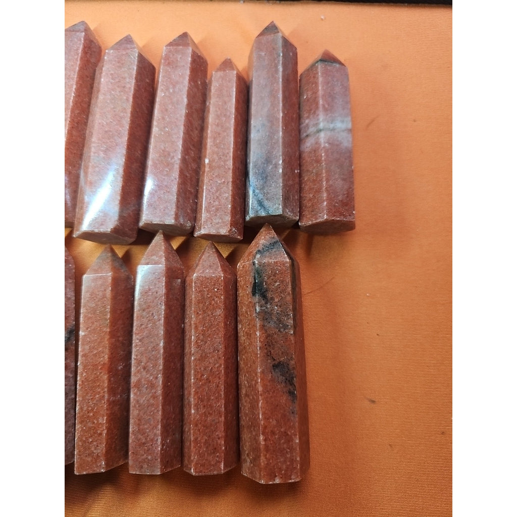 5pcs Avg .65 Natural Rhodonite Quartz Crystal Brazil by CrystalCloud Company