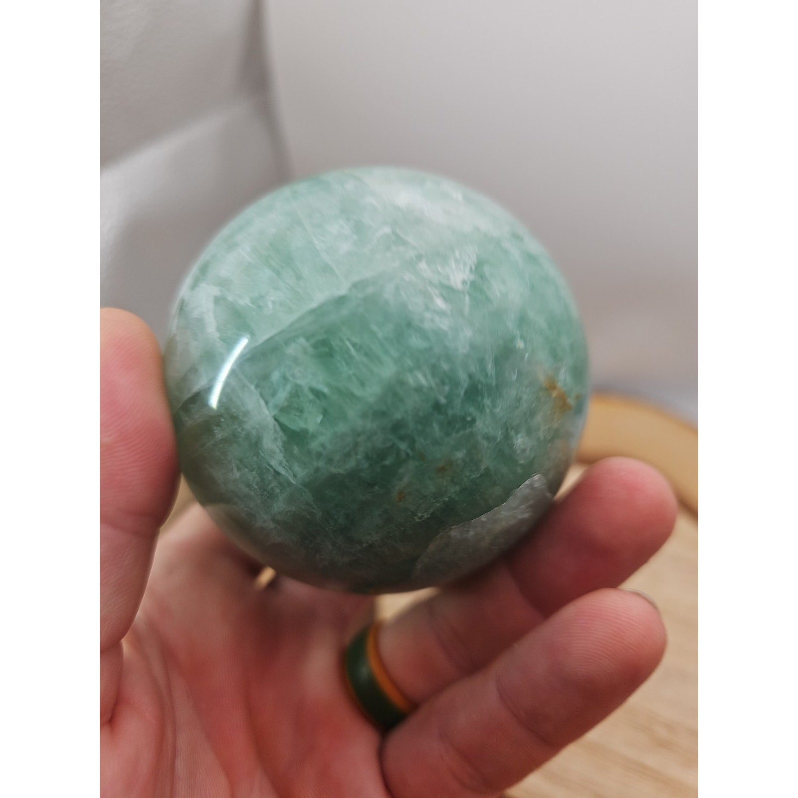 1.43lb Natural Rainbow Fluorite Quartz Crystal Sphere Ball Polished by CrystalCloud Company
