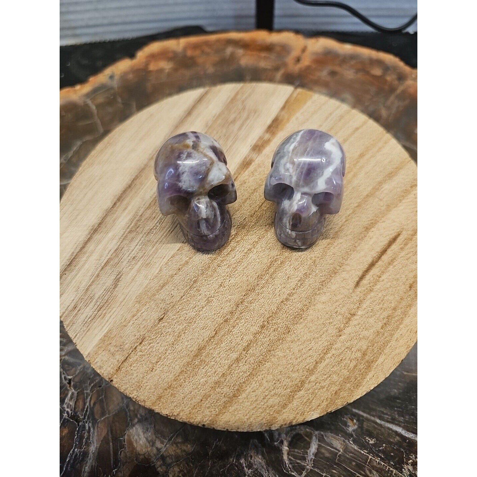 Dream Amethyst Crystal Skull Pair — 93g, Polished Display Pieces | CrystalCloud Company by CrystalCloud Company