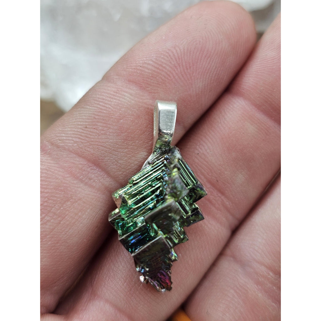 Bismuth rainbow crystal pendant by CrystalCloud Company
