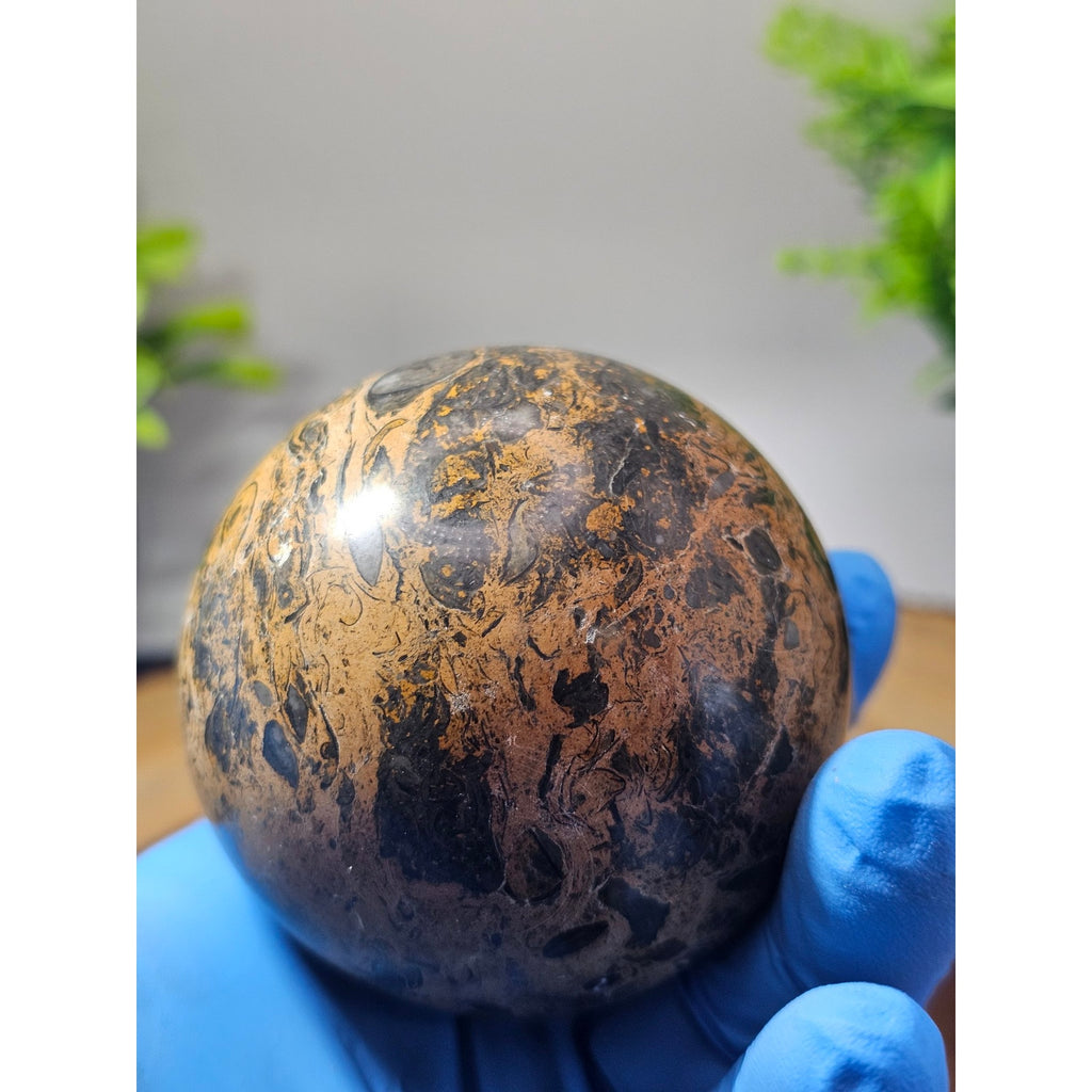 Mexican Crazy Lace Agate Sphere 55mm+ with Metal Stand
