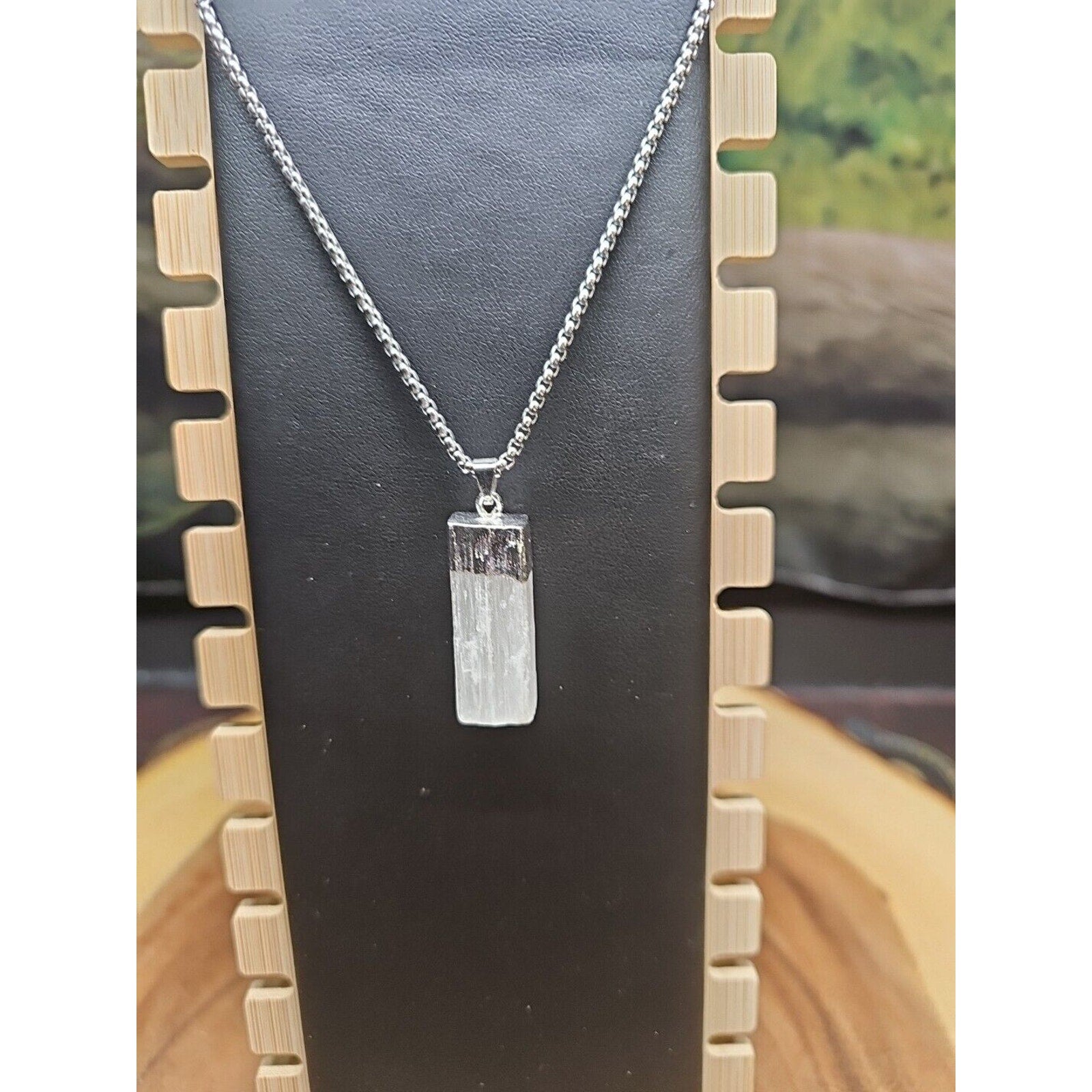 Hexagon Selenite Crystal Necklace - 18in Stainless Steel Chain | CrystalCloud Company by CrystalCloud Company