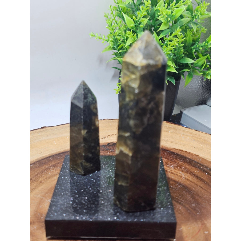 Labradorite Towers on Resin Base — Set of 2