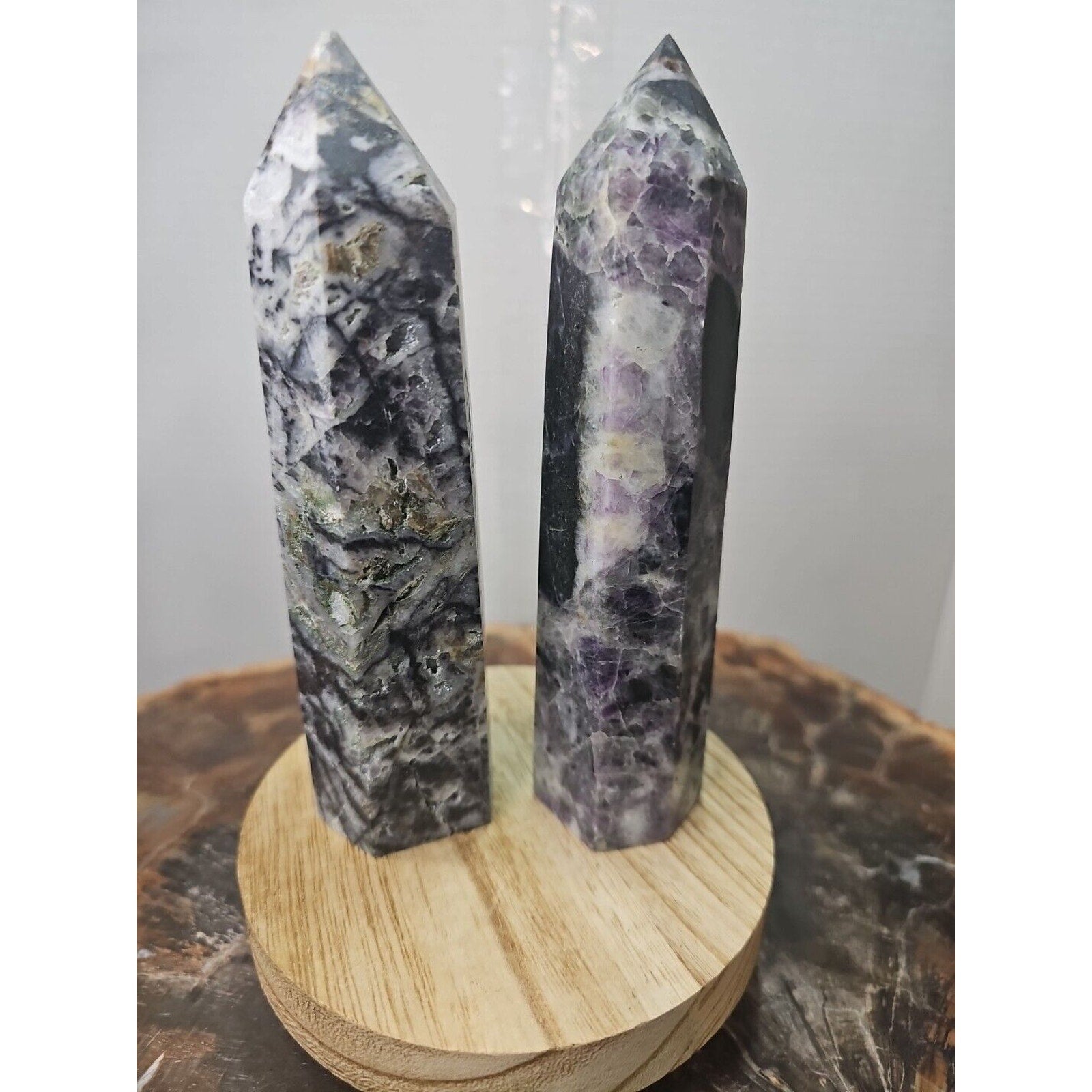 2Pcs Natural Purple Fluorite Quartz Crystal Point Tower Polished by CrystalCloud Company