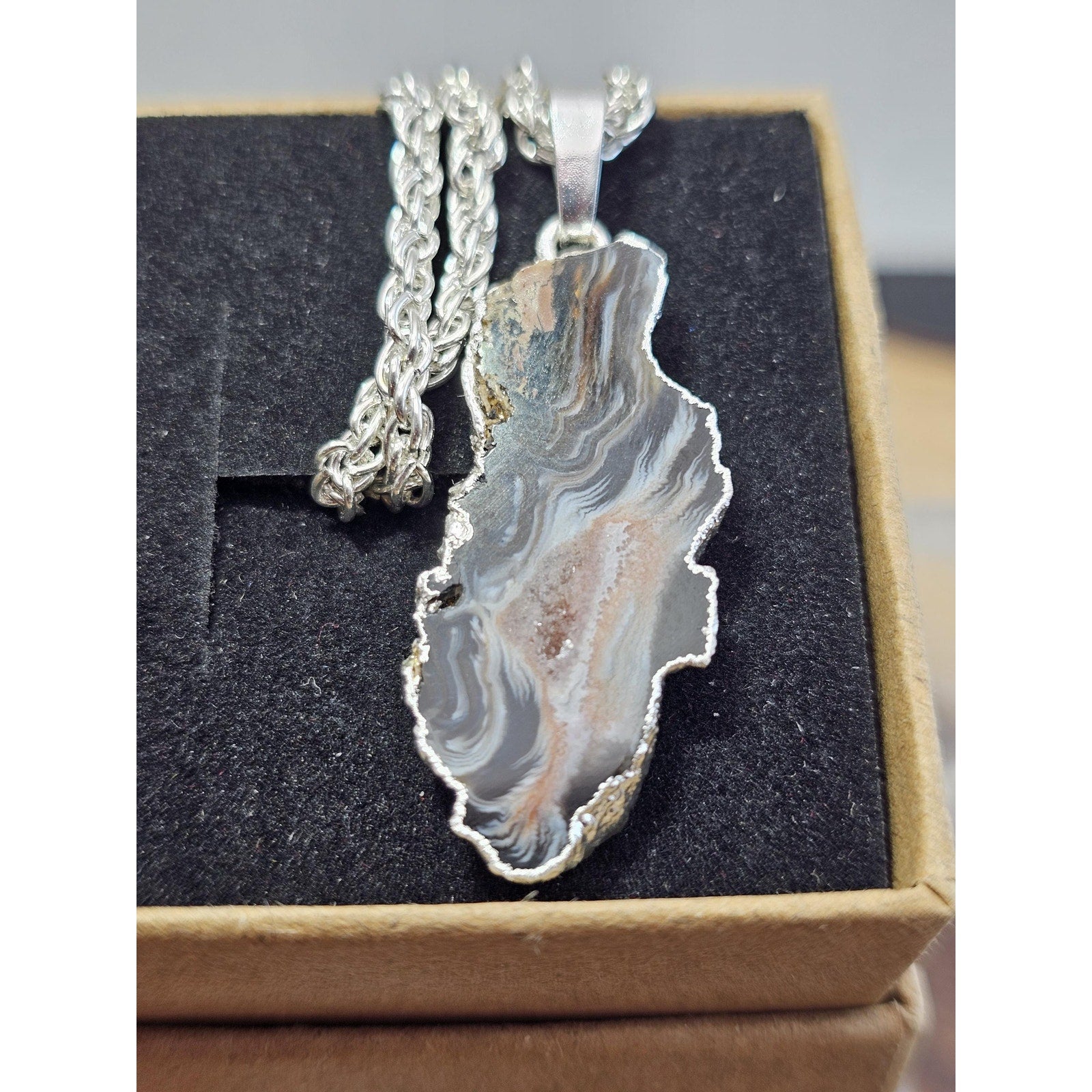 Polished Agate slices w/925 silver by CrystalCloud Company