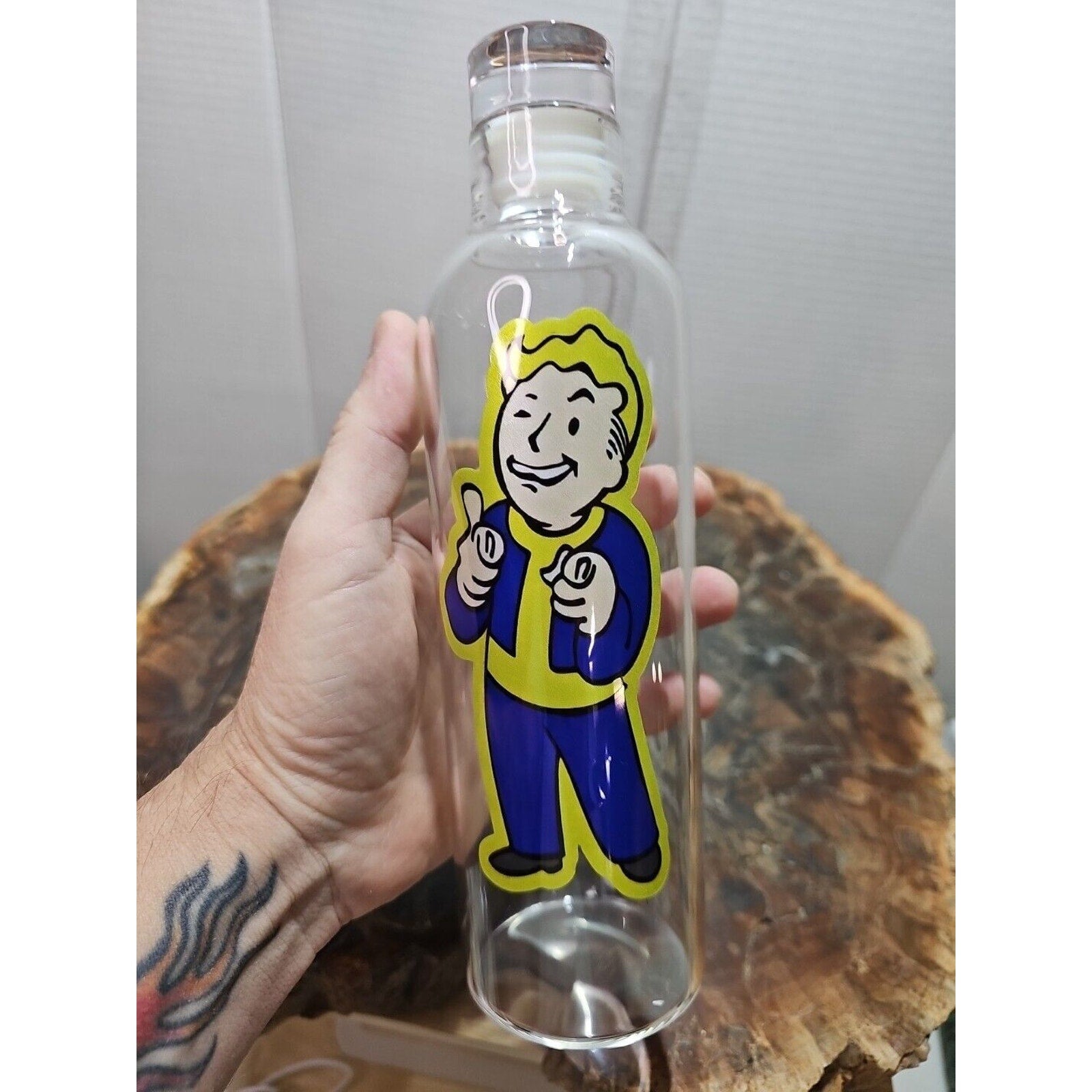 18oz Leak Proof Borosilicate glass bottle with caps BPA Free W/Fallout Boy Logo by CrystalCloud Company
