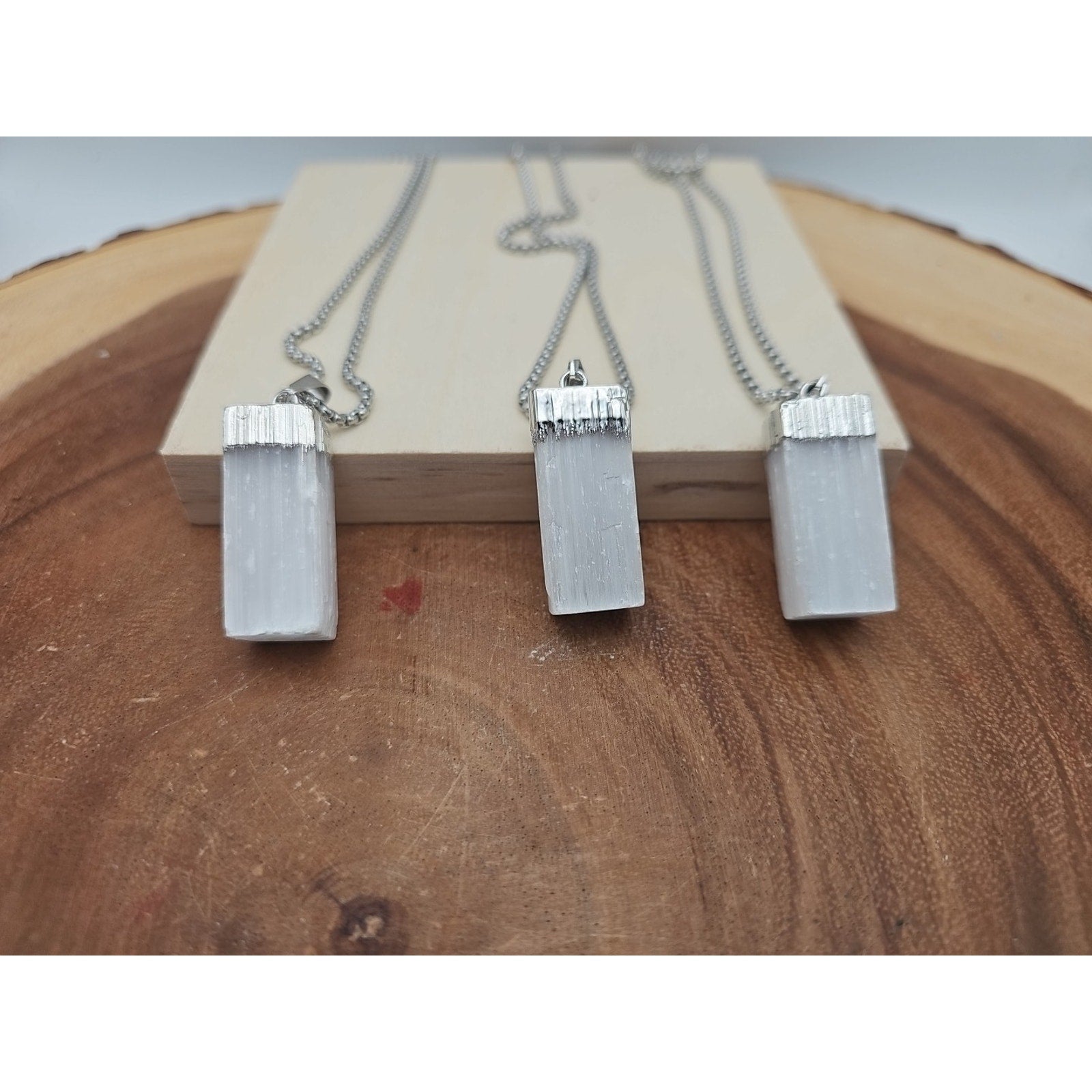 Selenite Crystal Necklace 1 Each W/Chain by CrystalCloud Company