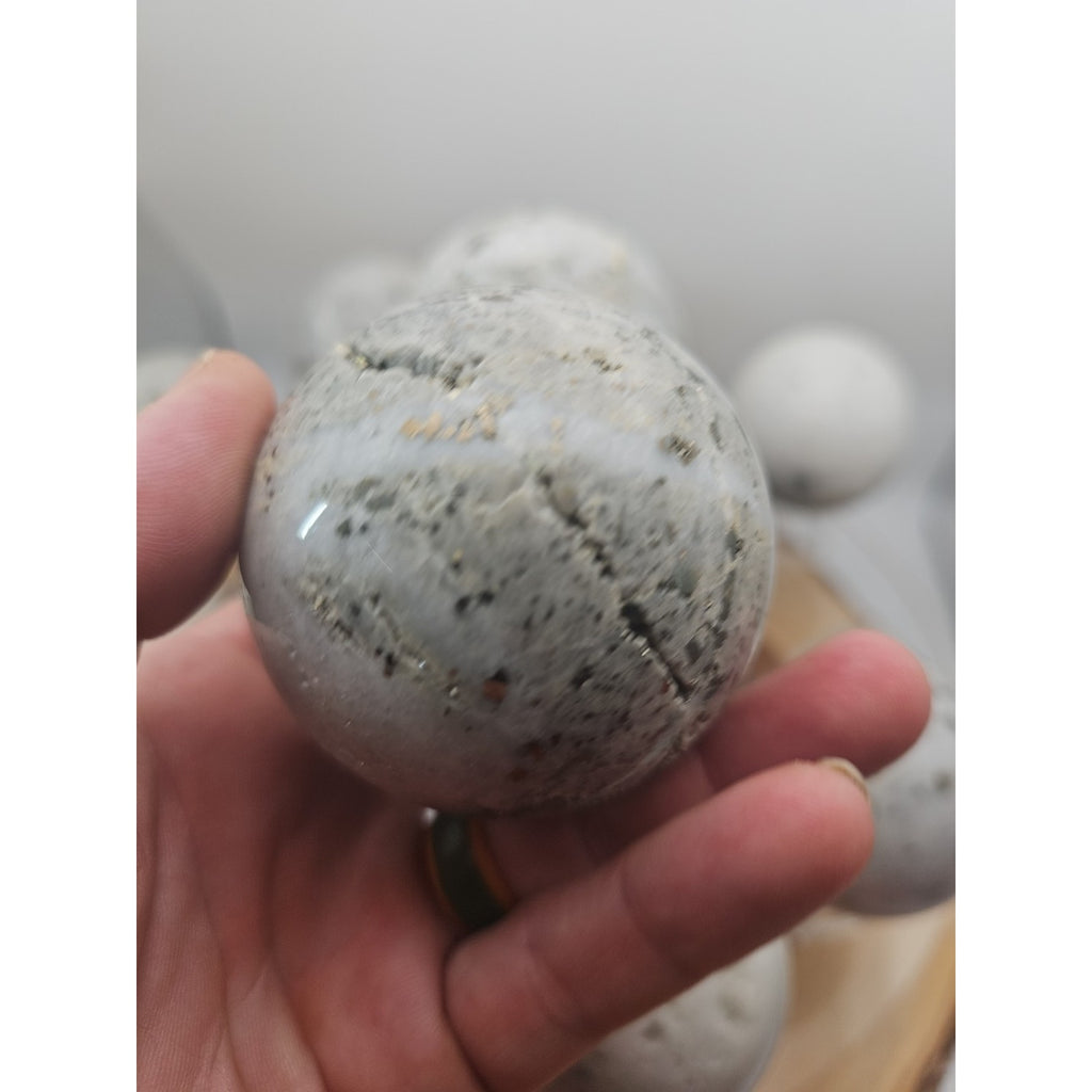 1 Each Natural Golden Pyrite & Jasper Crystal Sphere Ball Polished 55mm + by CrystalCloud Company