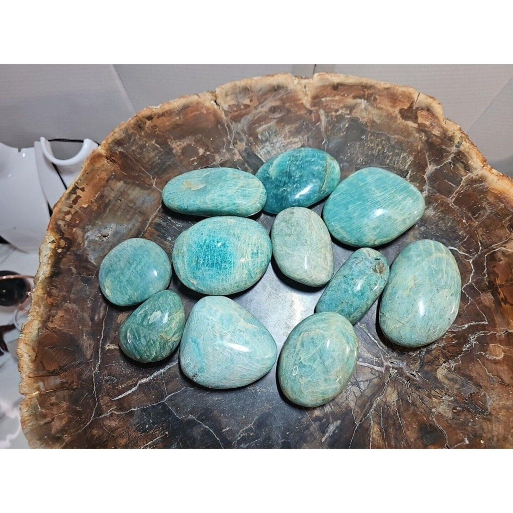 Green Amazonite Quartz Crystal Palm Stone — Large, Polished | CrystalCloud Company by CrystalCloud Company
