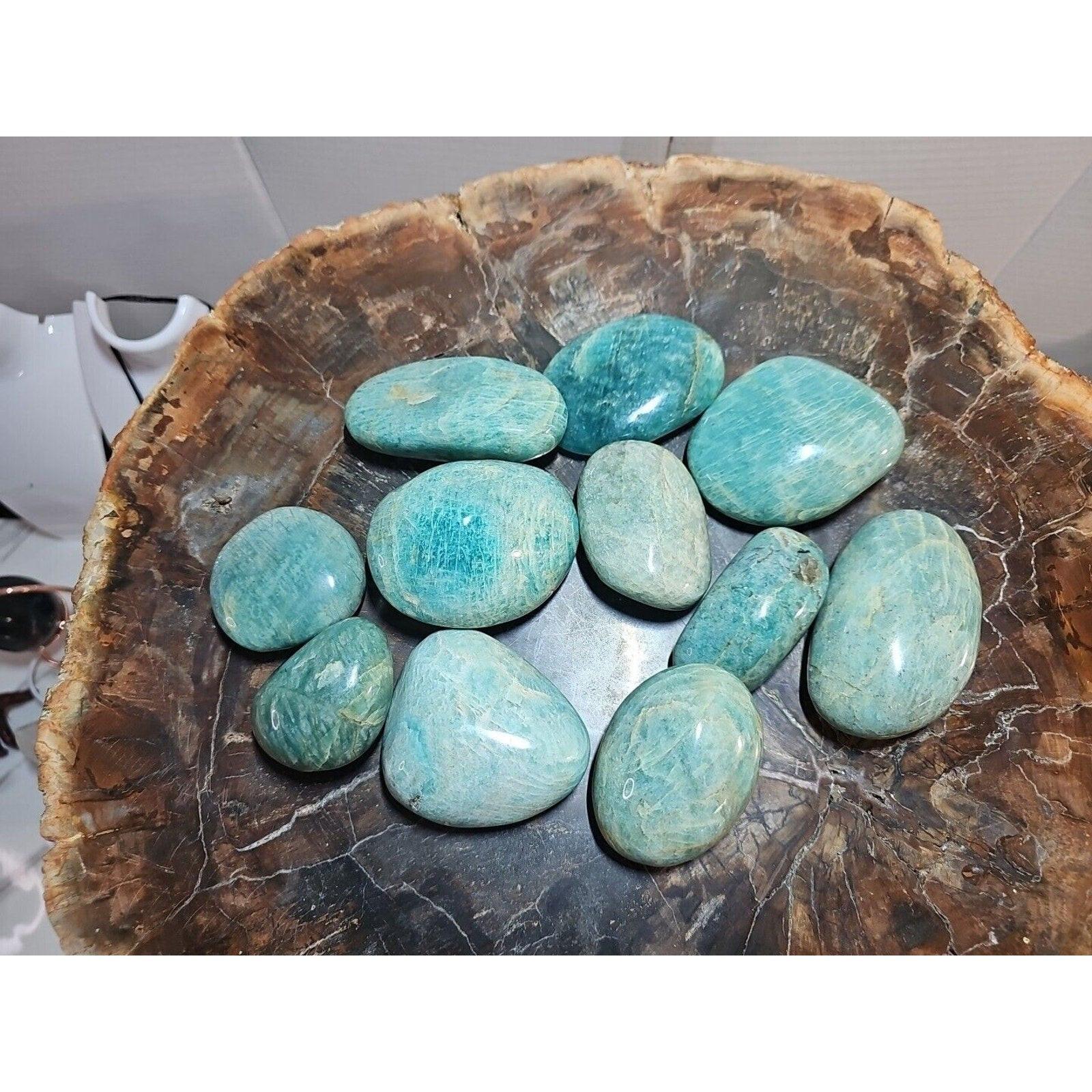Green Amazonite Quartz Crystal Palm Stone — Large, Polished | CrystalCloud Company by CrystalCloud Company