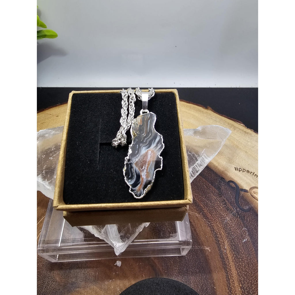 Polished Agate slices w/925 silver by CrystalCloud Company