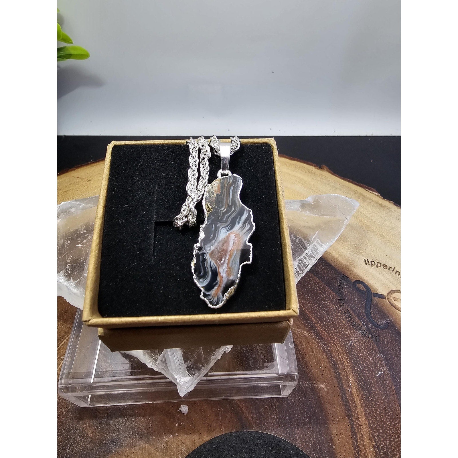 Polished Agate slices w/925 silver by CrystalCloud Company