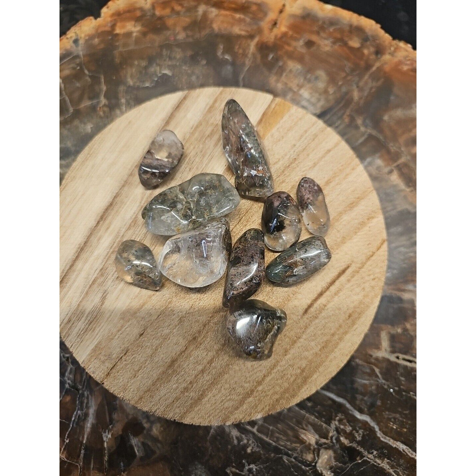Phantom Ghost Clear Quartz Tumbled Stones — 10-Piece Set, Brazil | CrystalCloud Company by CrystalCloud Company