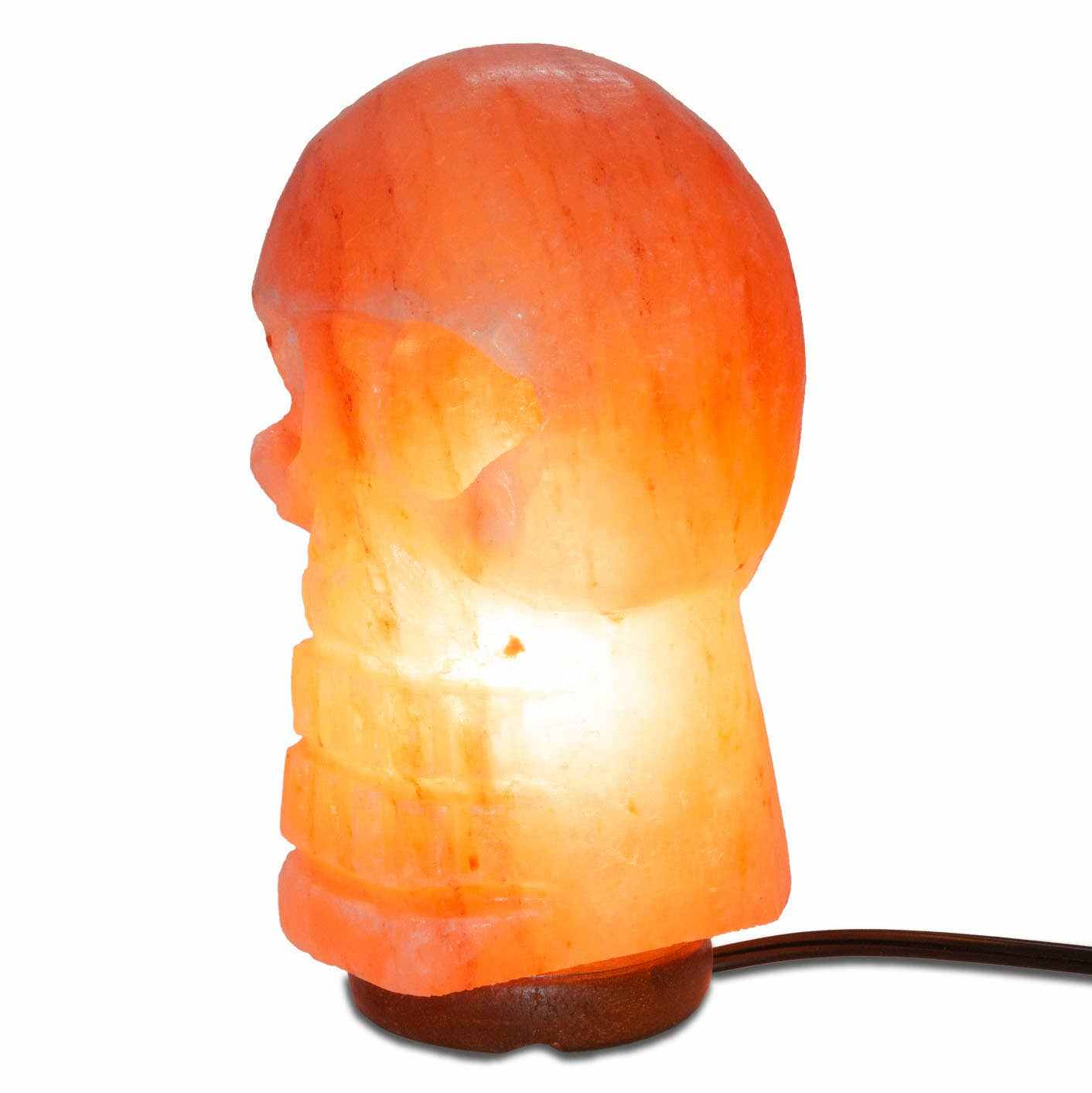Skull Shaped Salt Lamp - 9.5" avg. - Cord, Bulb, Dimmer by Sacred Crystals